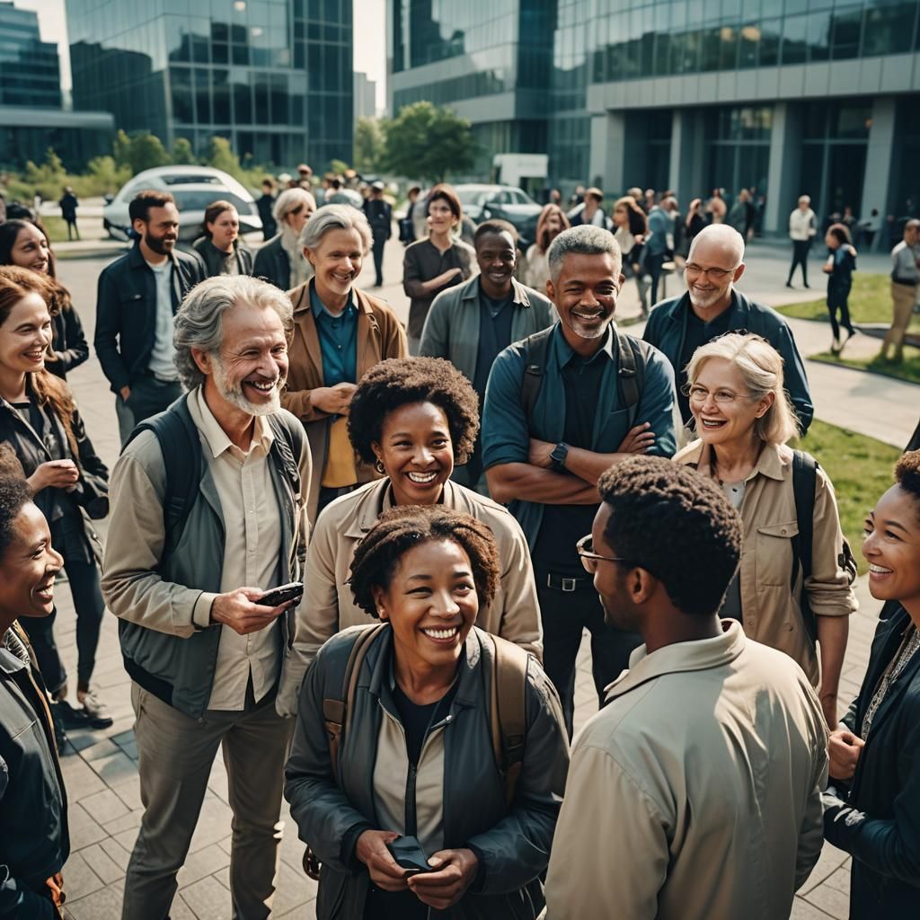 Diverse Group Engaged in Lively Conversation