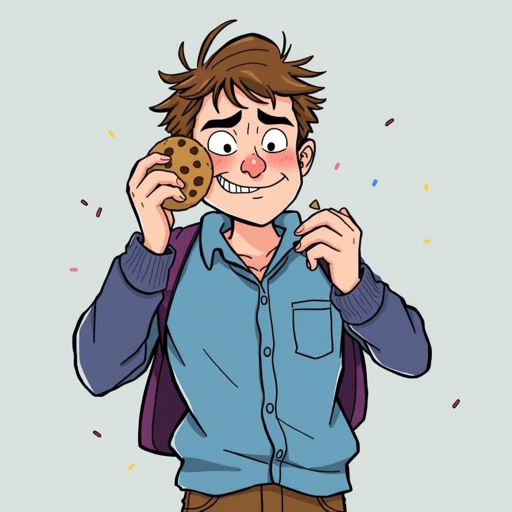 Playful Cookie Mishap in Cartoon Style