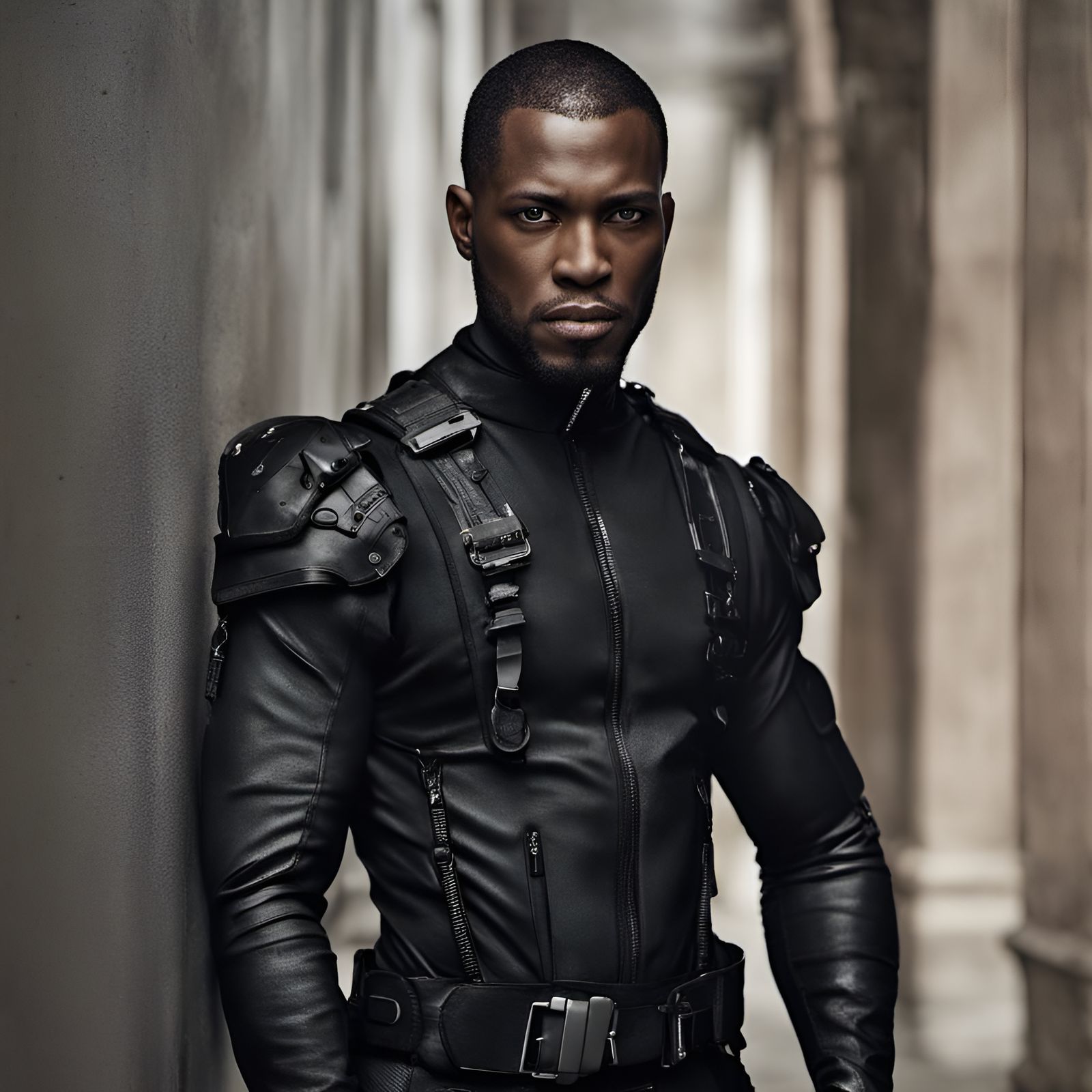 Cyberpunk Vampire Hunter Portrait in Sharp Focus