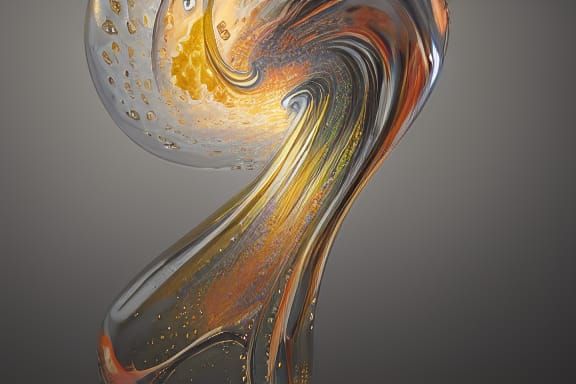 Ethereal Glass Dissolving into a Swirling Cloud