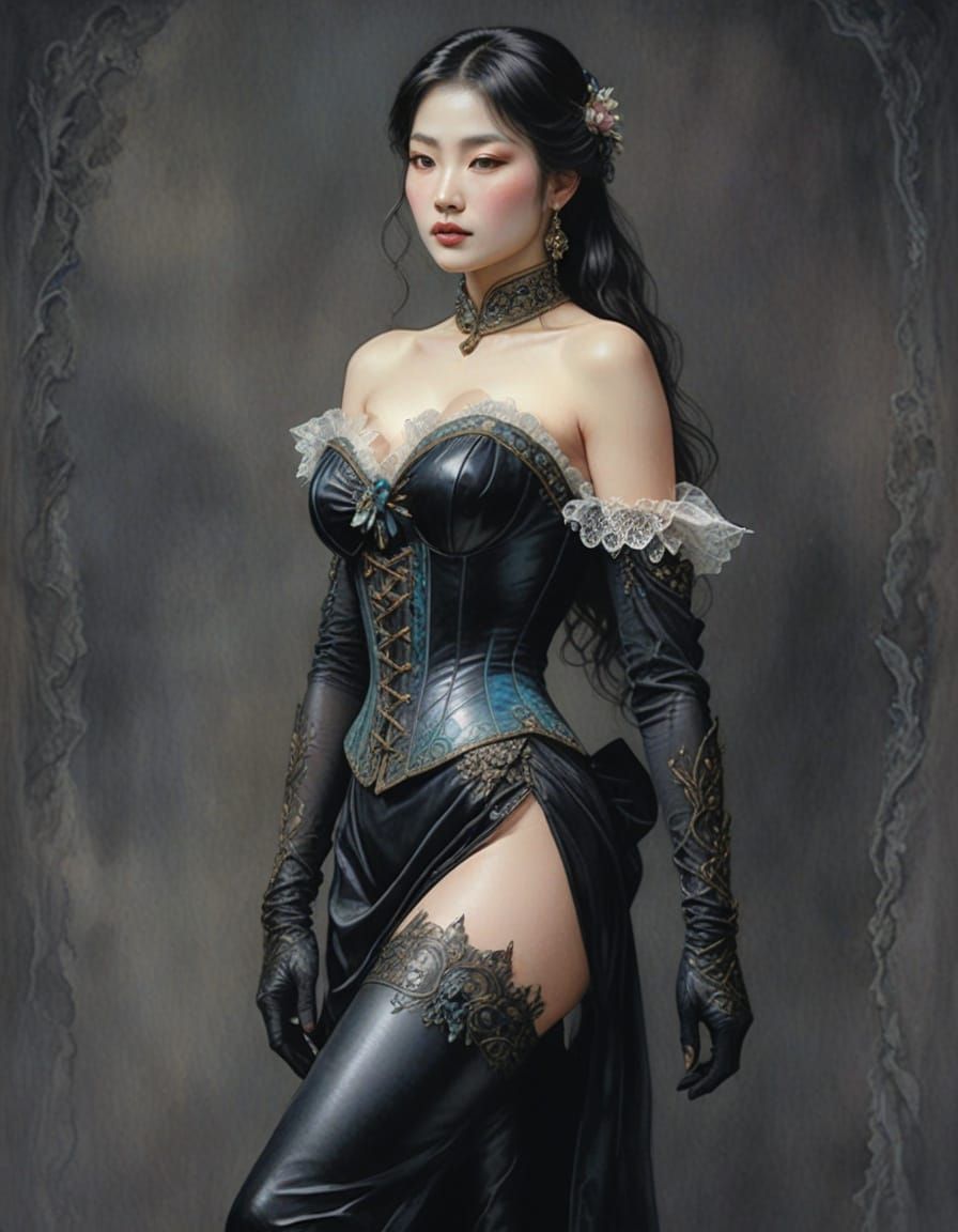 Art Deco Pinup: Kumi Mizuno in Watercolor