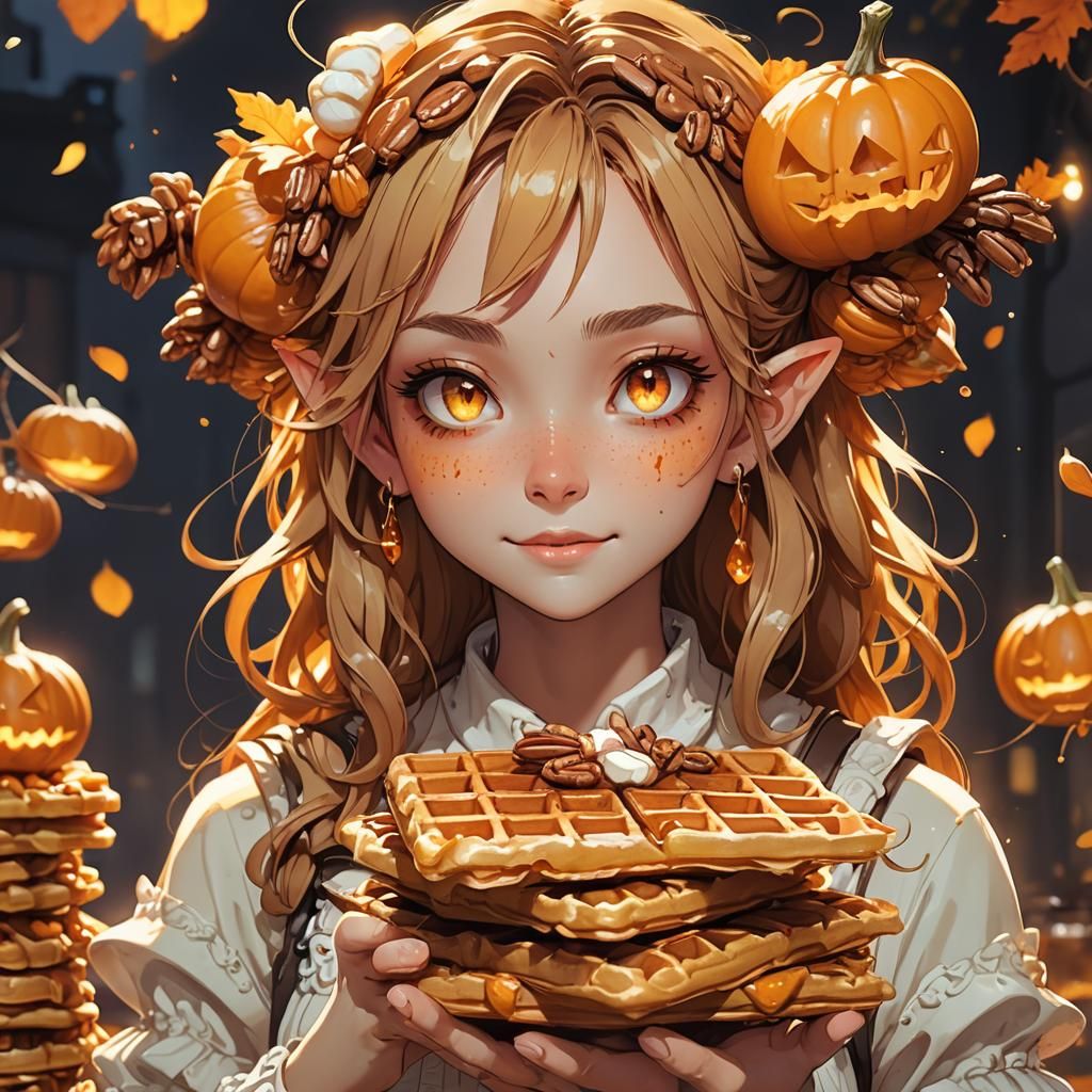 Goblin Girl with Pumpkin Waffles: Anime Art