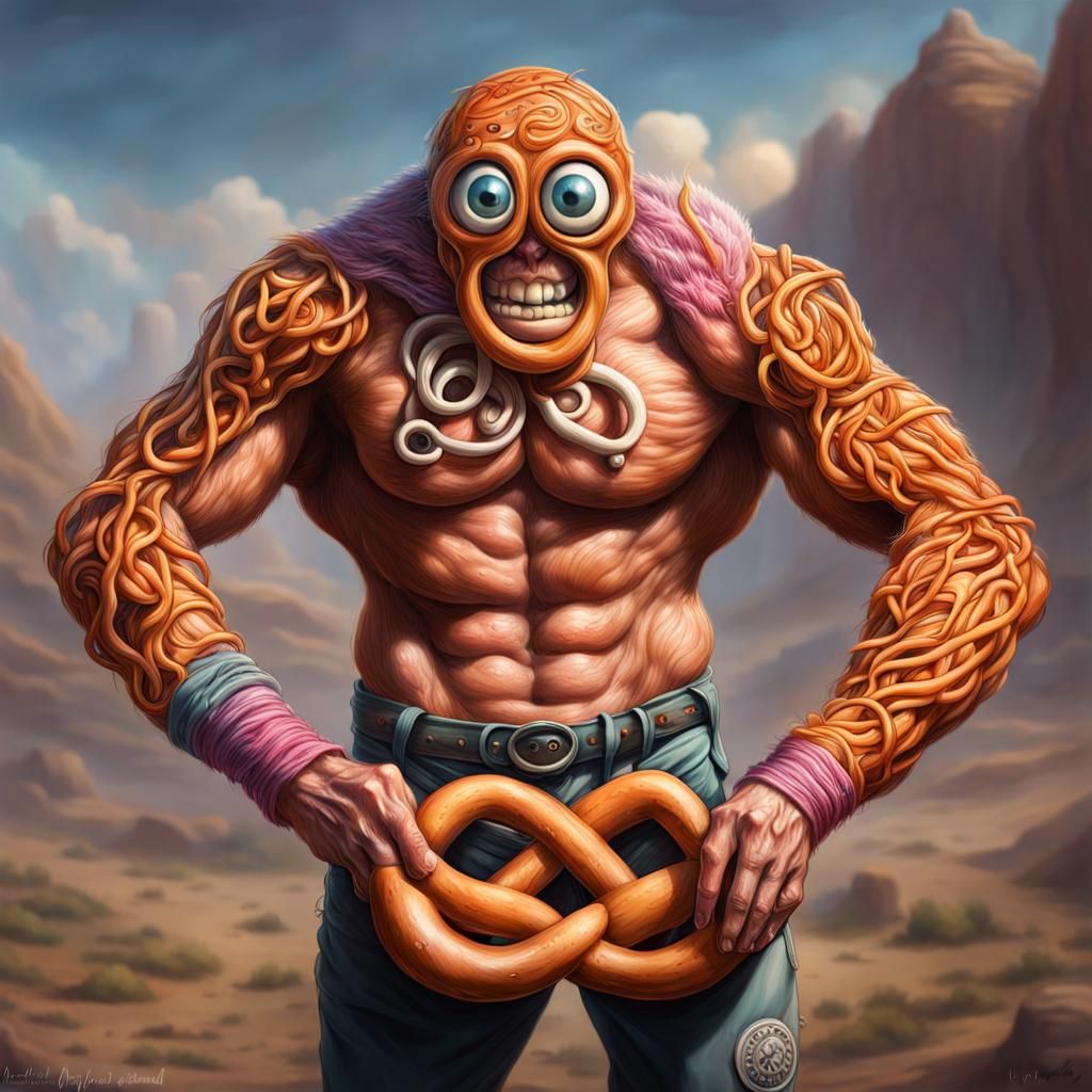 Hypermuscular Pretzel God Concept Art