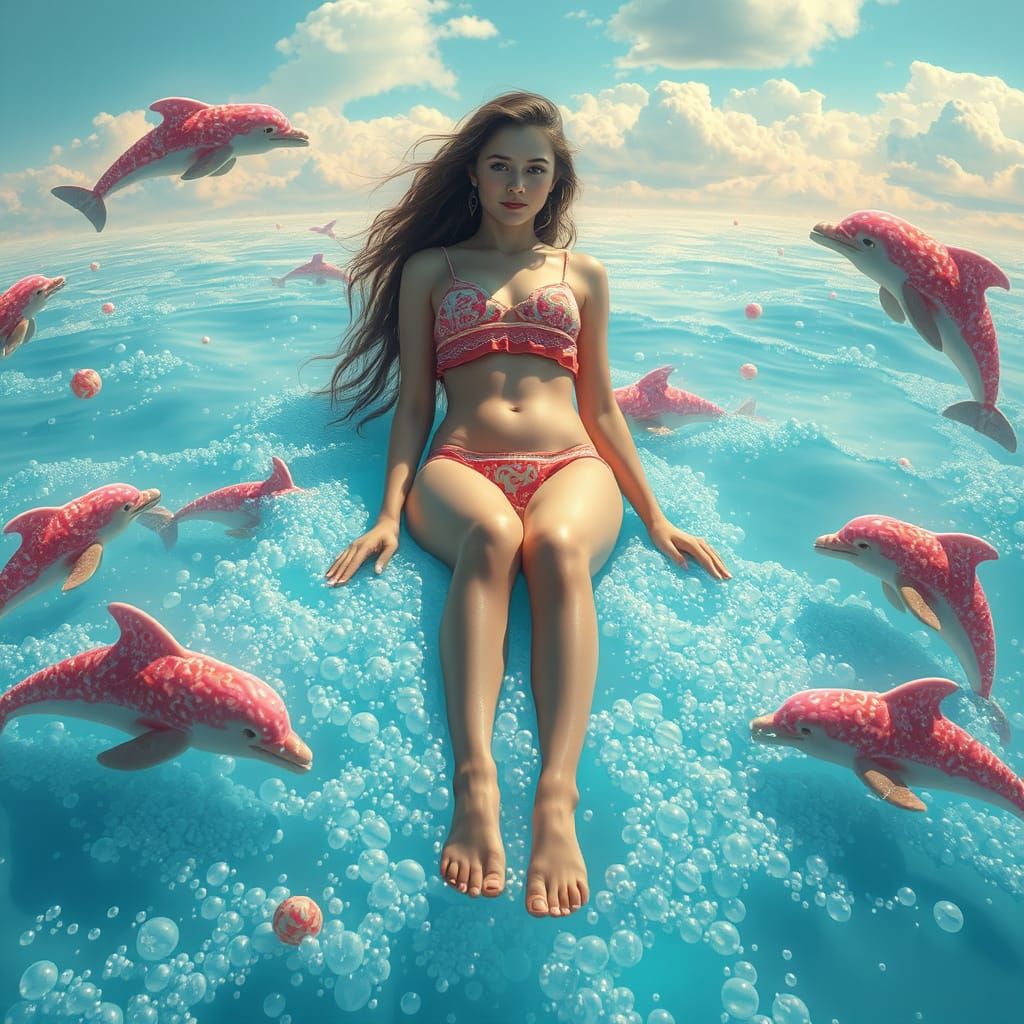 Dreamlike Soda Sea with Candy Dolphins