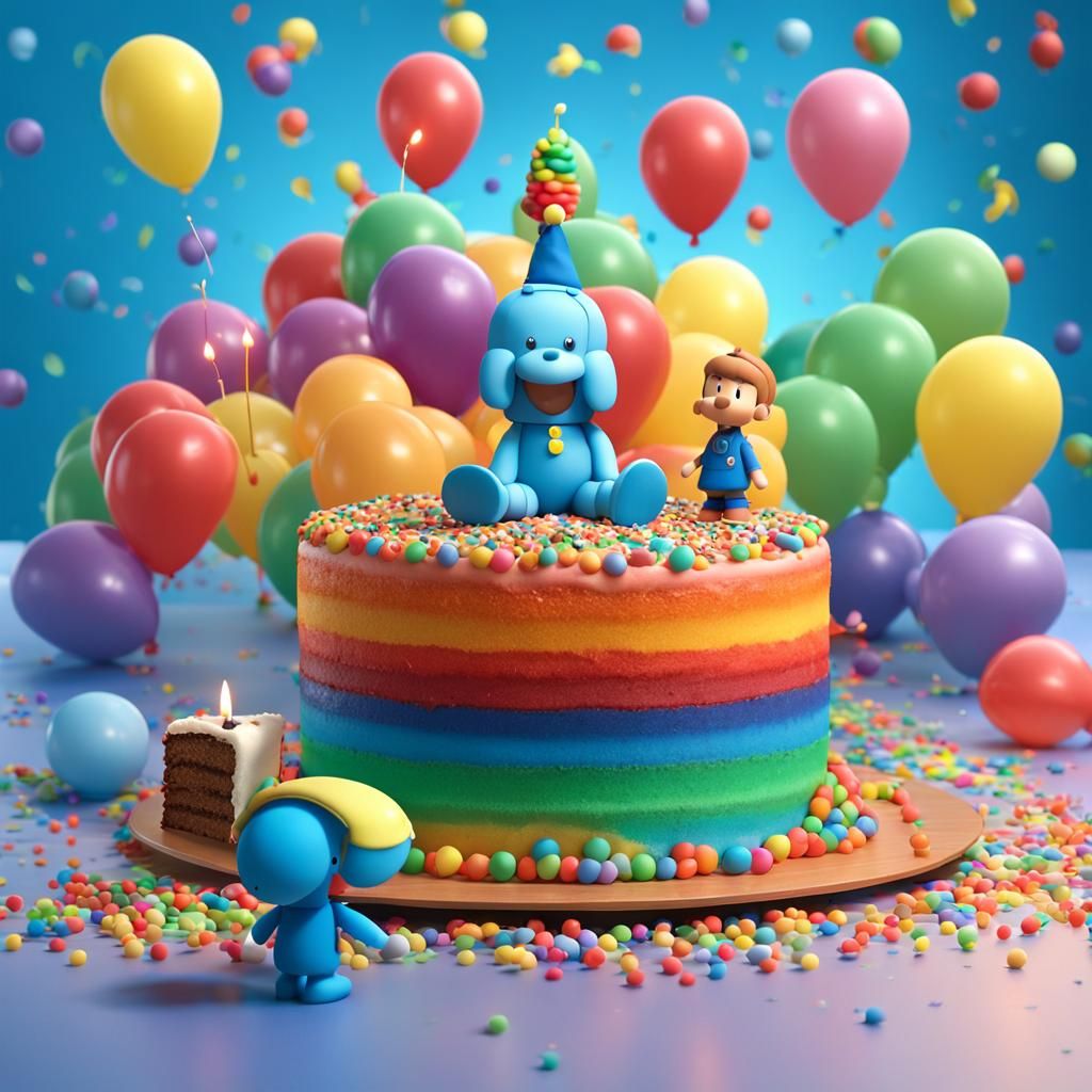 Pocoyo Blows Out Candles: 3D Pixar Style