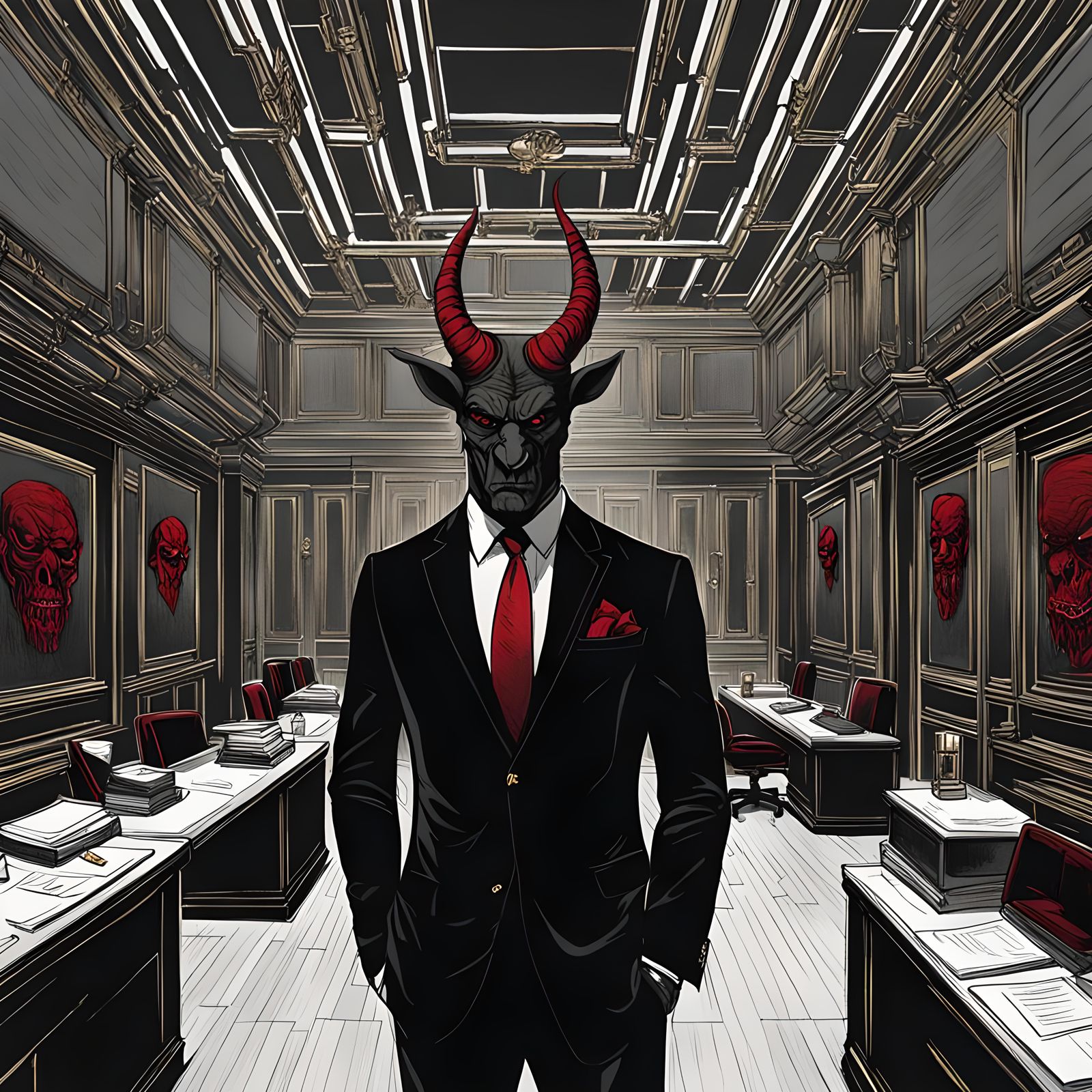 Demons in Suits: Souls Processed in Hyperrealistic Hell Offi...