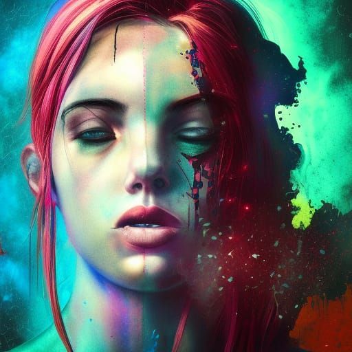 Hyperrealistic Portrait: Anxiety and Depression in Vivid Col...