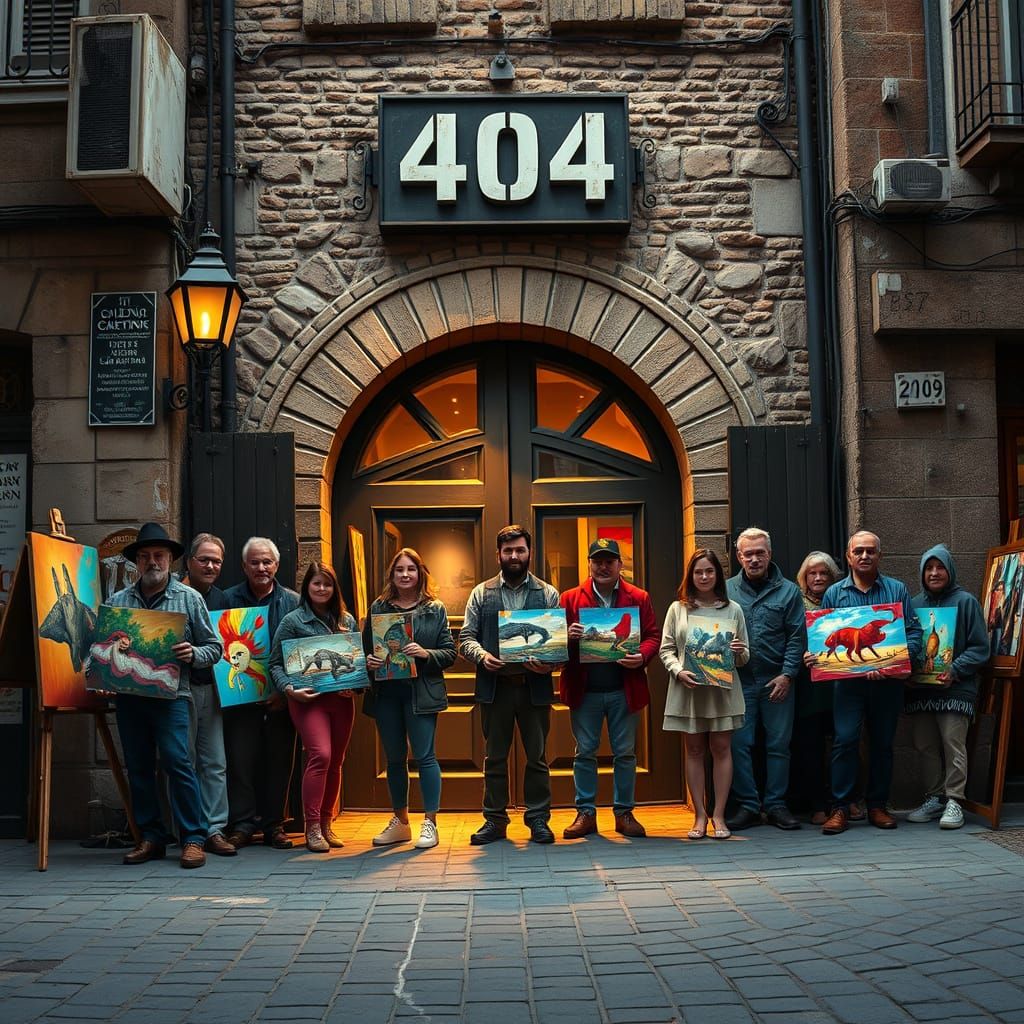 Vibrant Artists Stand Outside Closed Gallery in Mysterious E...