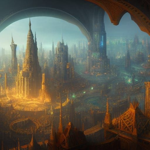 Detailed Circular City in Fantasy Concept Art