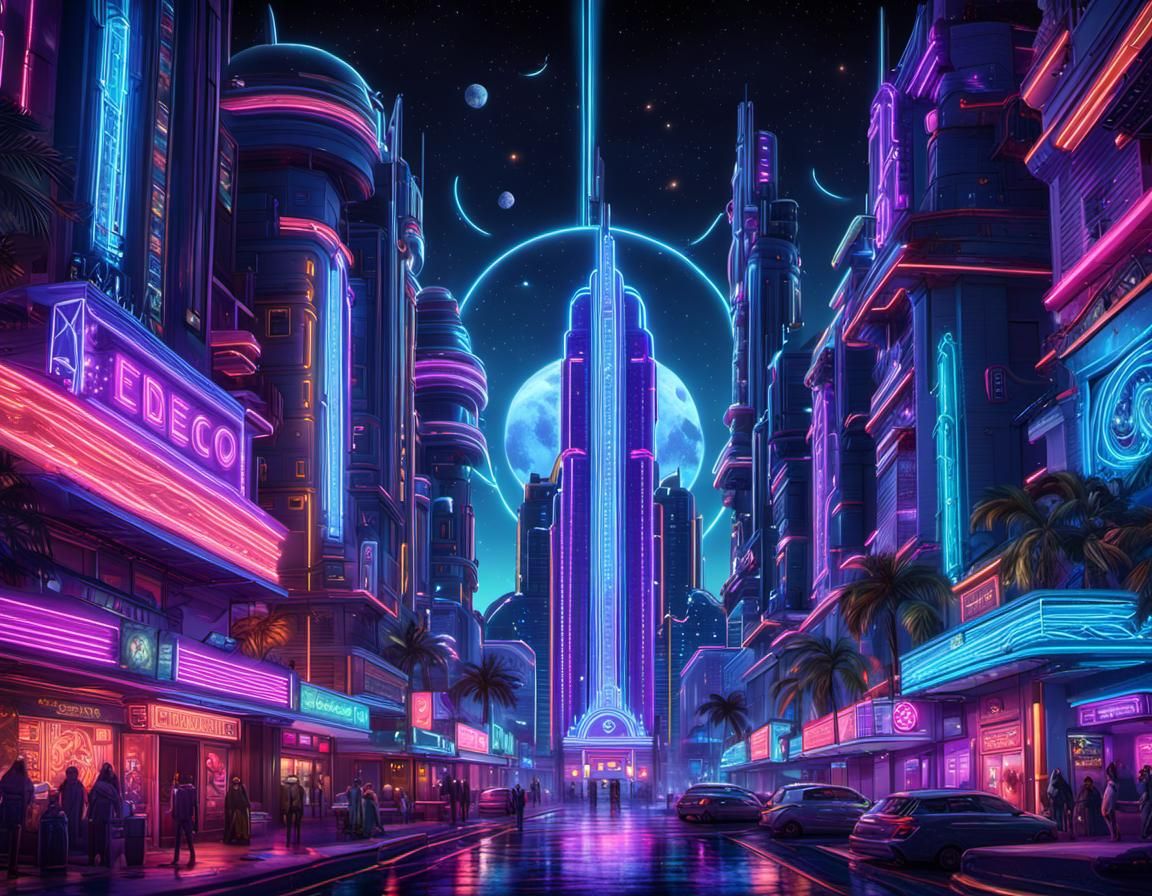 Neon Night in Miami's Art Deco District