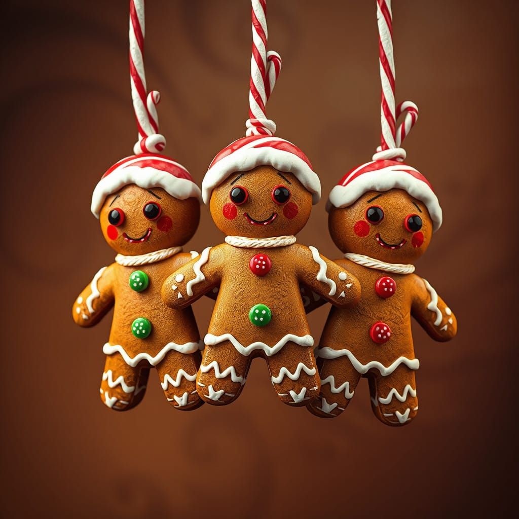 Whimsical Gingerbread Trio in Rich, Fantasy Art Style
