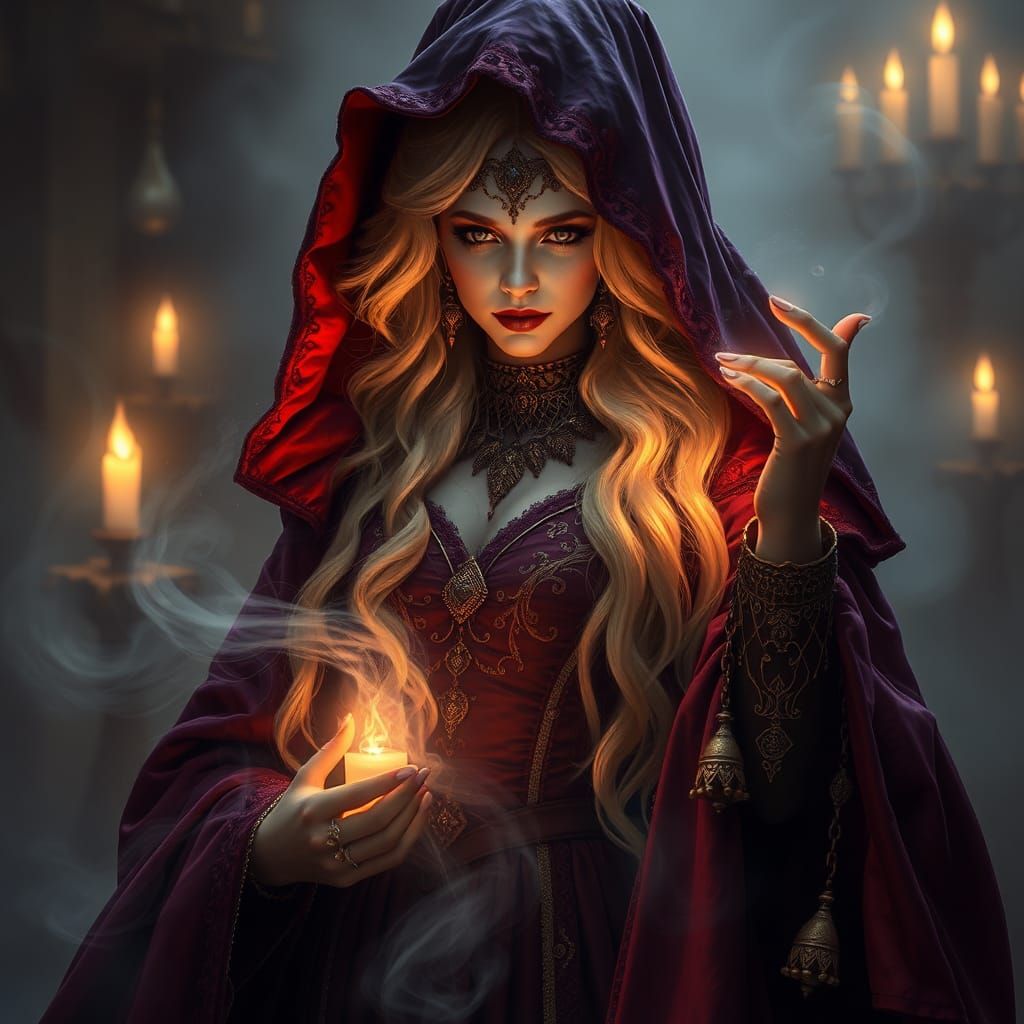 Ethereal Lich Queen in Crimson Robe