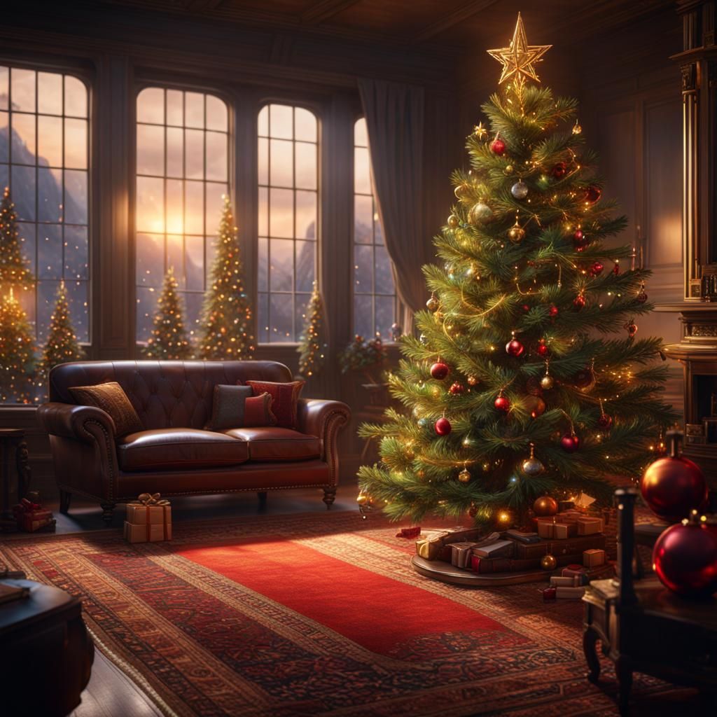 Festive Christmas Tree Broomstick: Fantasy Concept Art