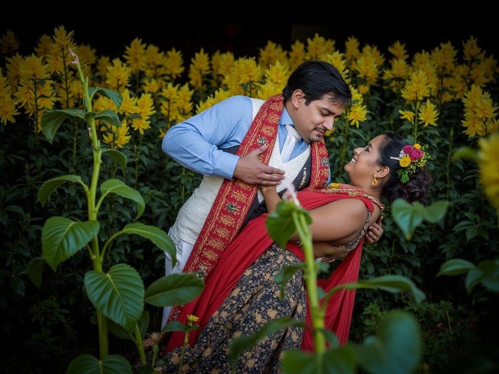 Romantic Couples in Love, in a Whimsical Artistic Style