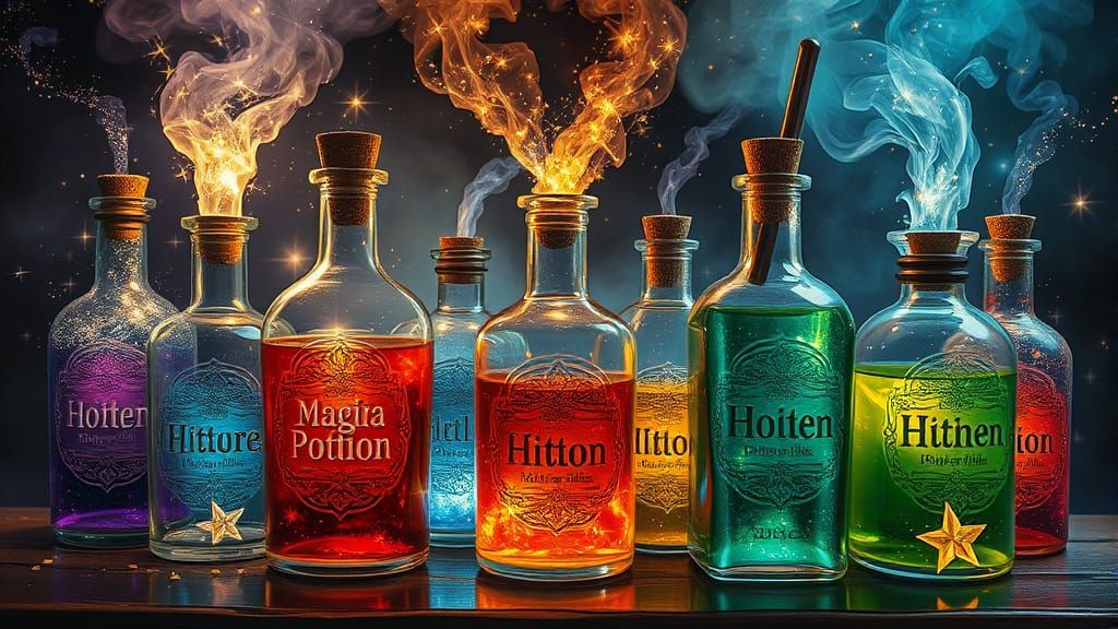 Sparkling Magic Potions with Ethereal Smoke