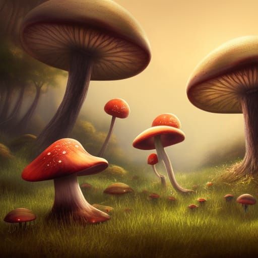Fantastical Mushroom Boy Matte Painting in 8K