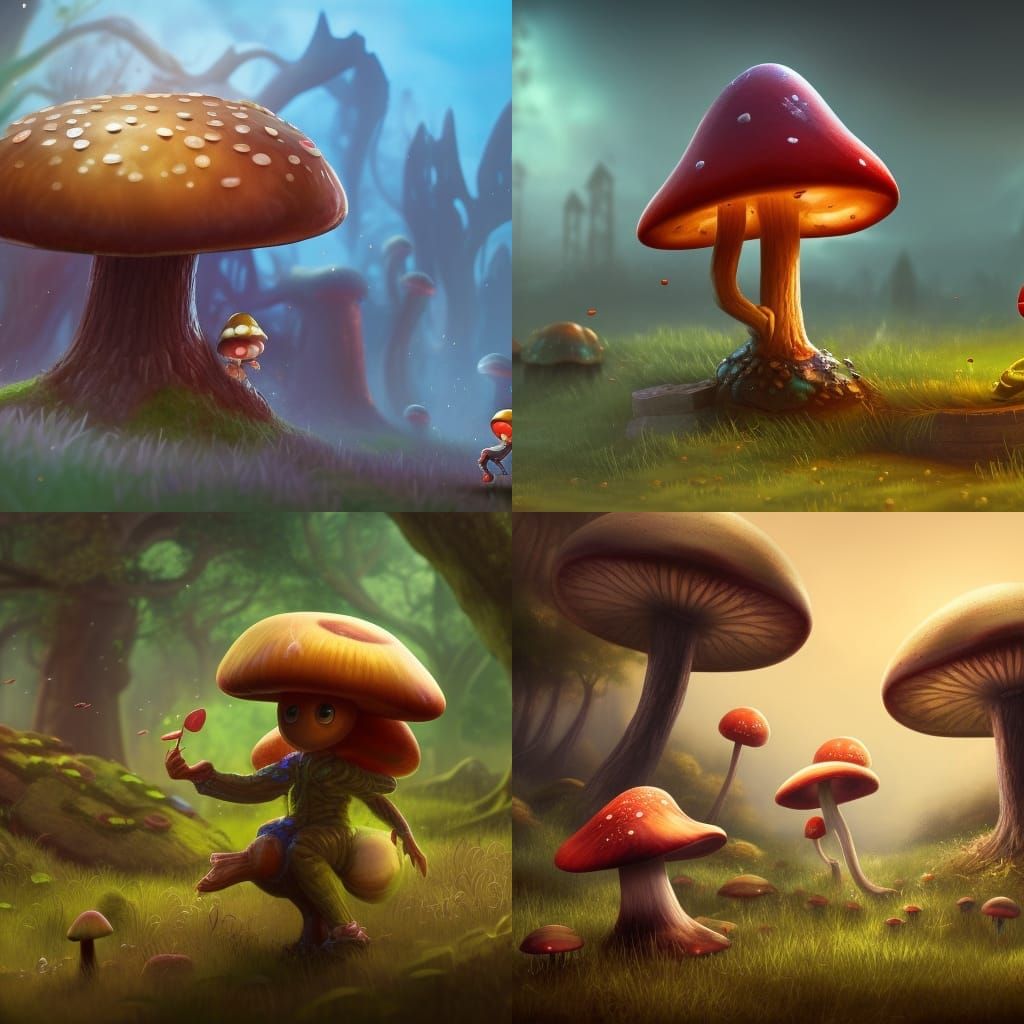Fantastical Mushroom Boy Matte Painting