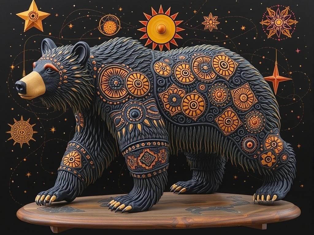Visionary California Grizzly Bear in Earthenware Style