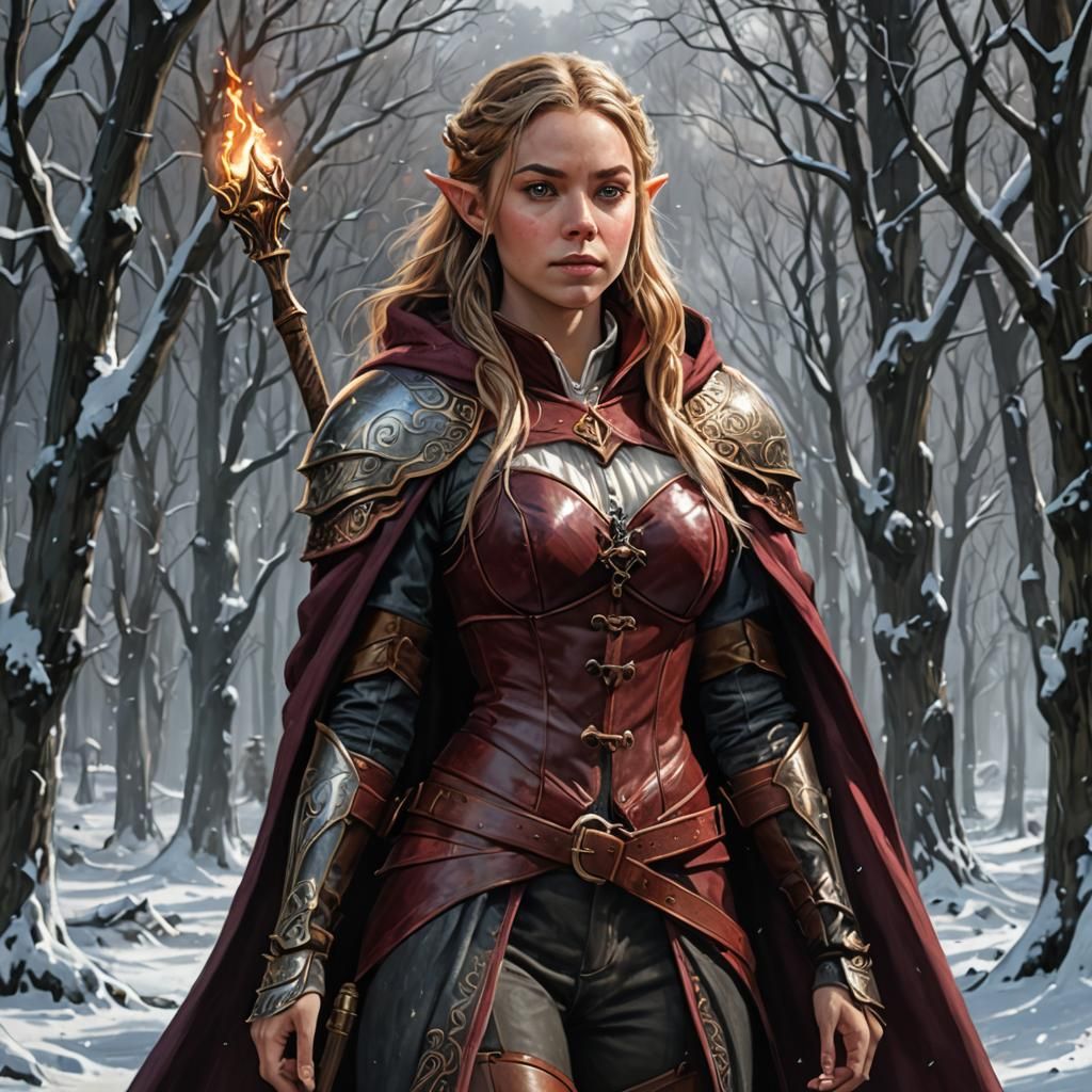 Sydney Sweeney. elf, elven, dnd, winter