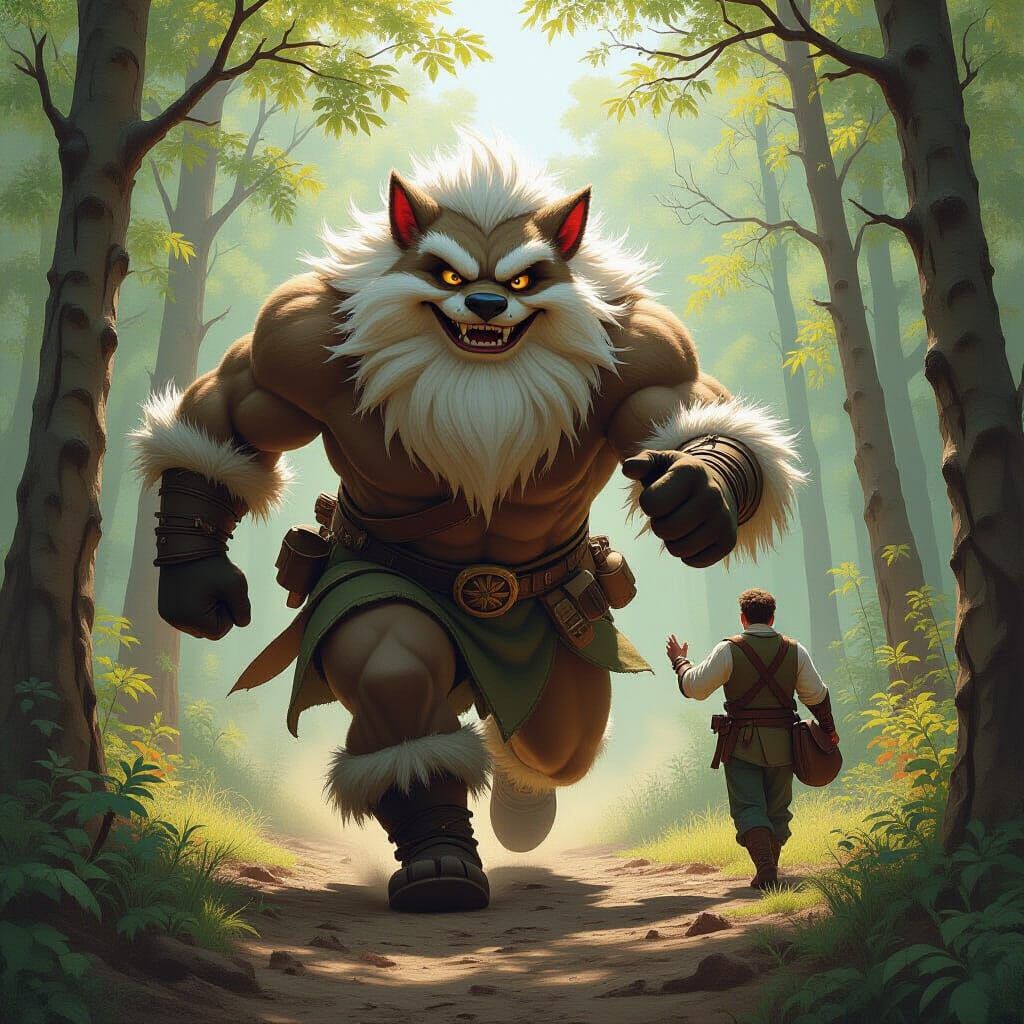 Hyperrealistic Pan in Forest Oil Painting