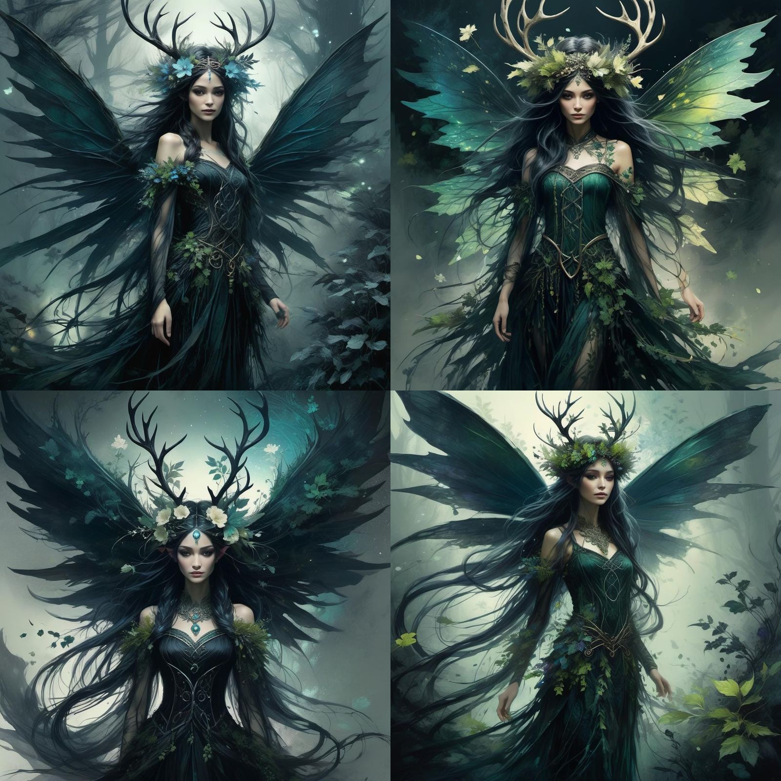 Dark Druidic Fairy with Dragon Wings