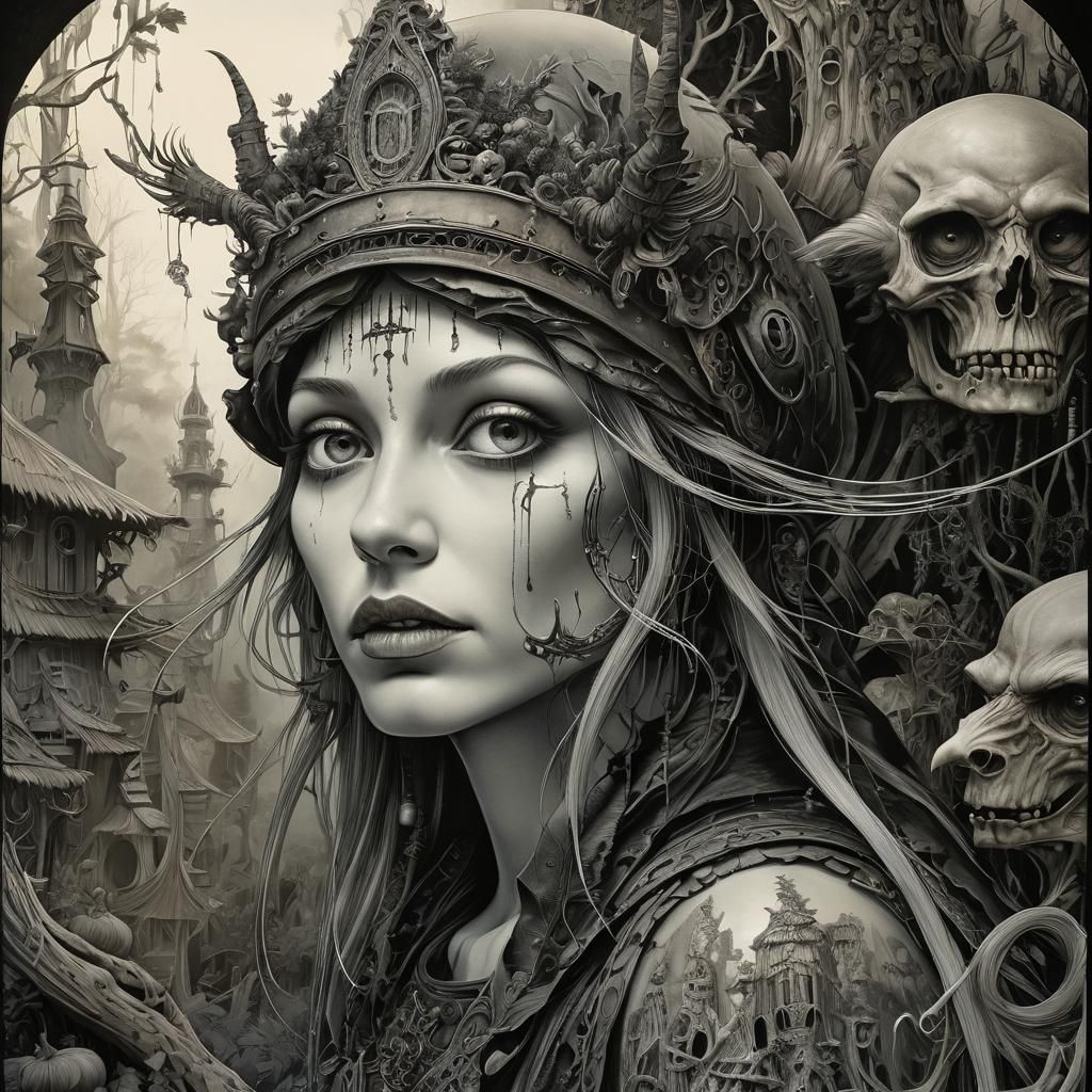 Baba Yaga Portrait in Mystical Forest