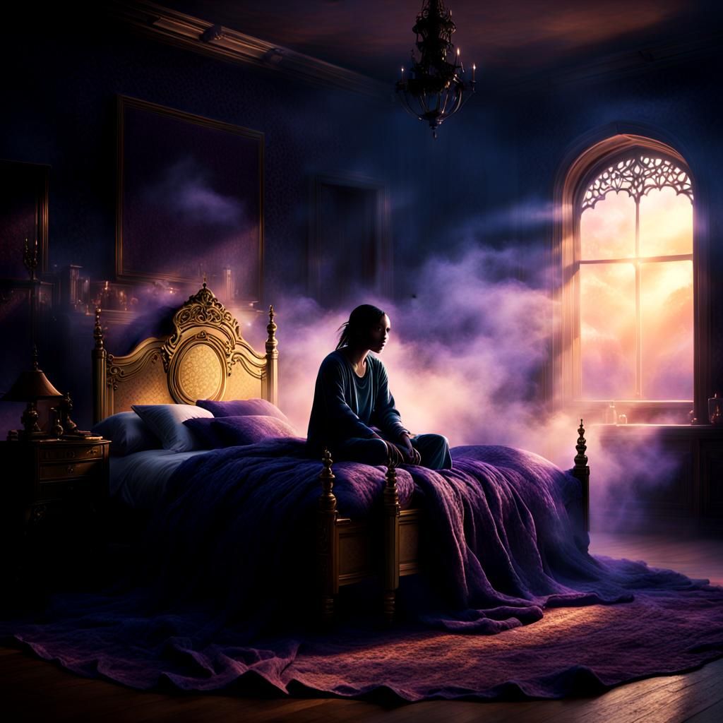 Ethereal Mist Envelops a Weary Soul: Dark Fantasy