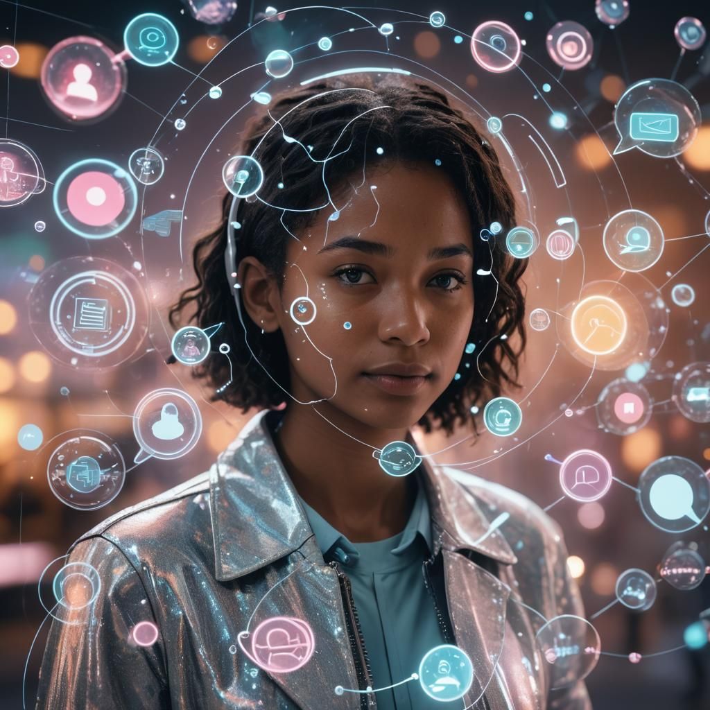 Futuristic Holographic Chat Screen Interface