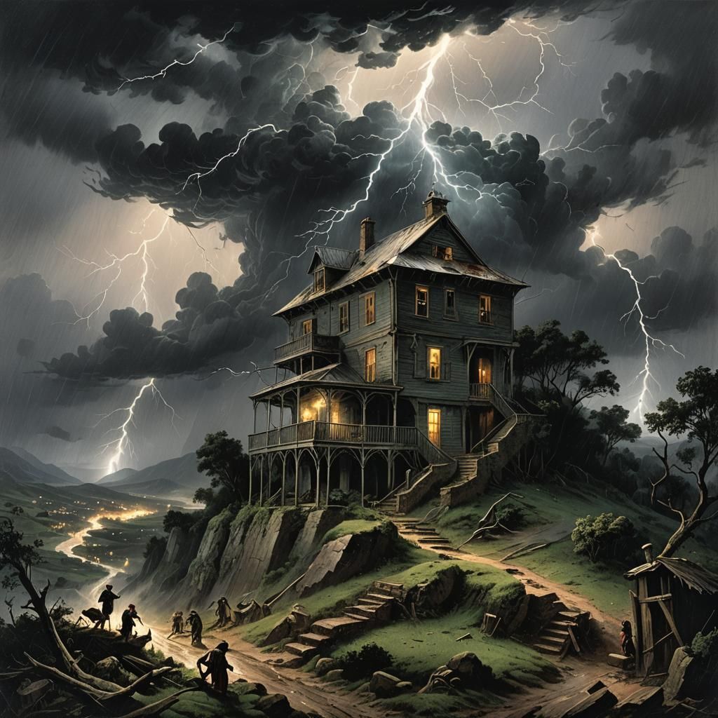 Dramatic Thunderstorm with Lightning Strike