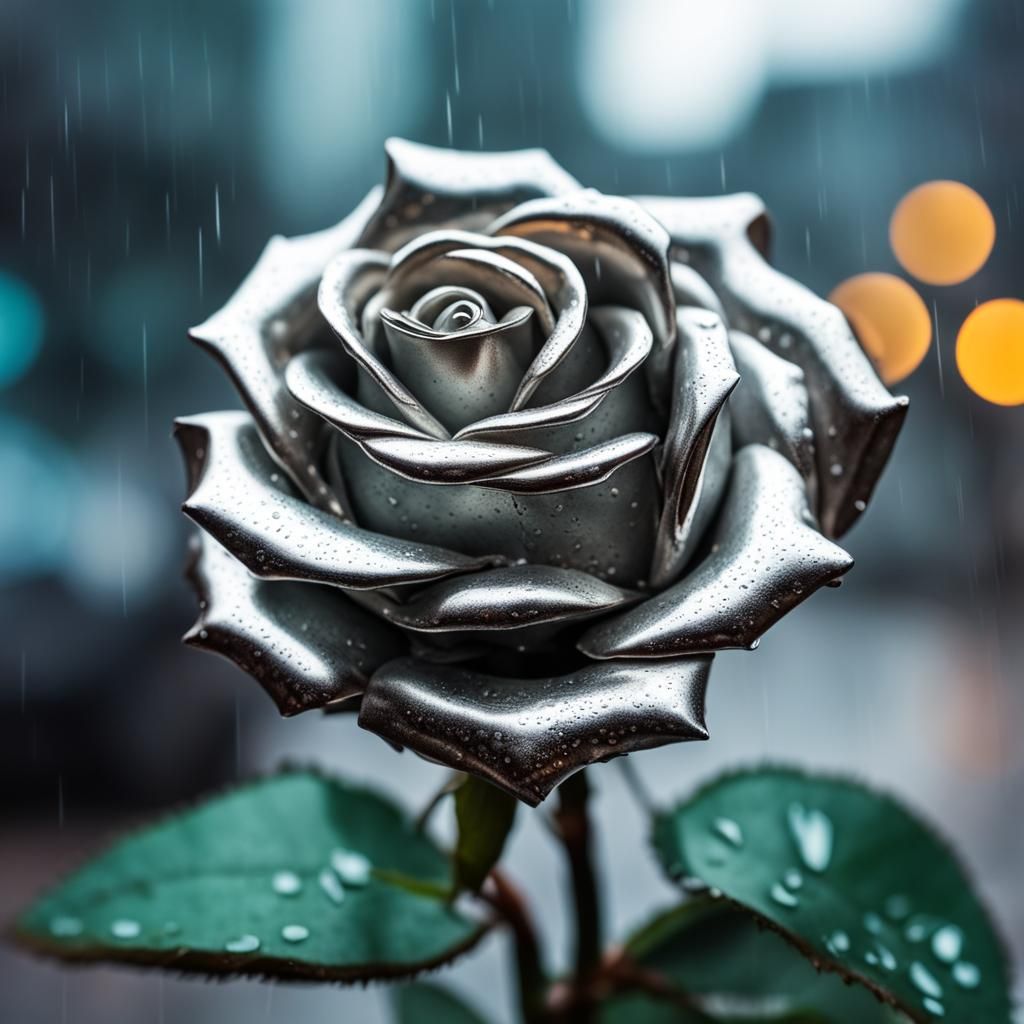 silver metal rose