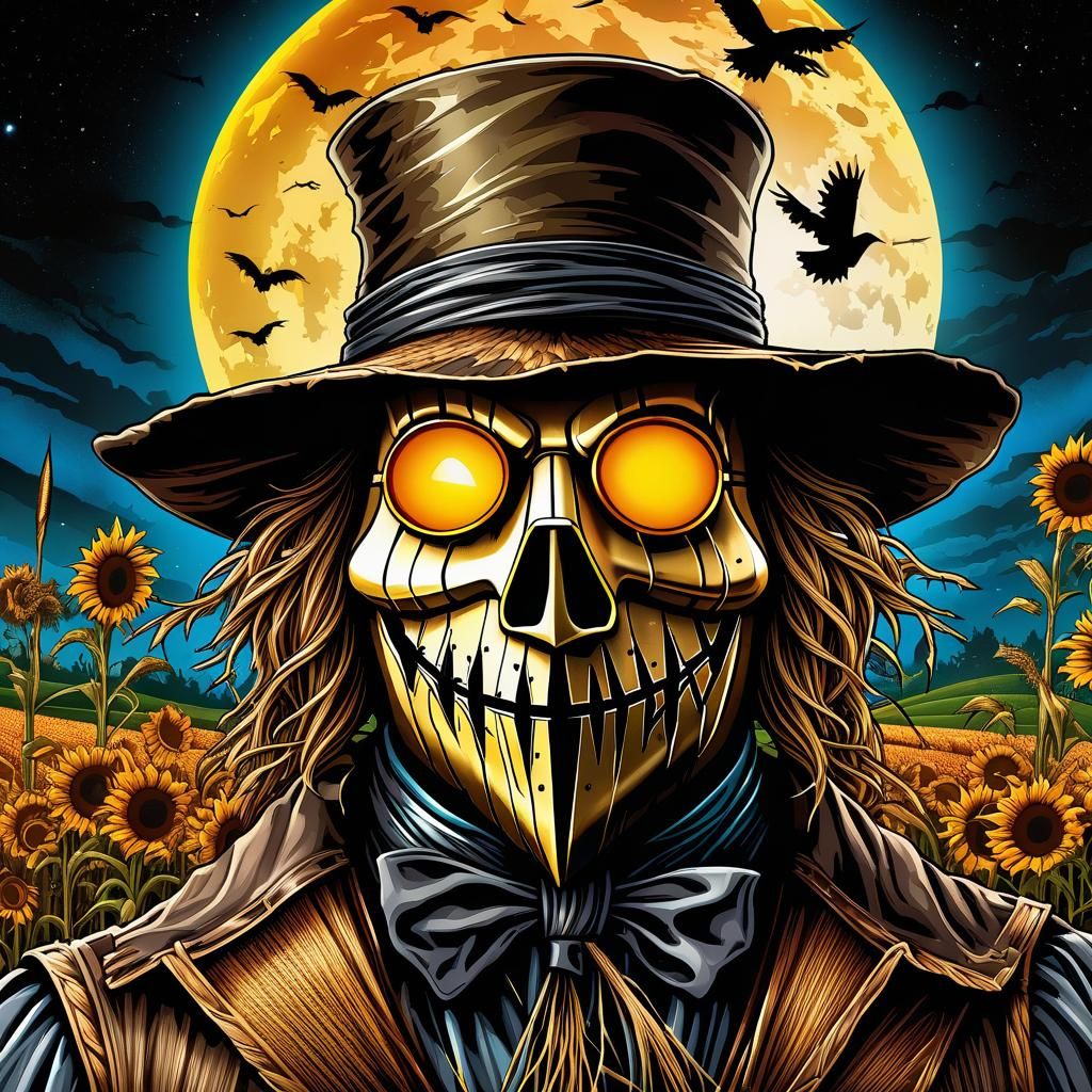 Glamorous Scarecrow in Mixed Media Style