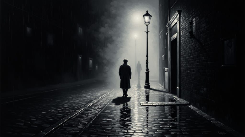 Dramatic Black and White Alleyway in Chiaroscuro