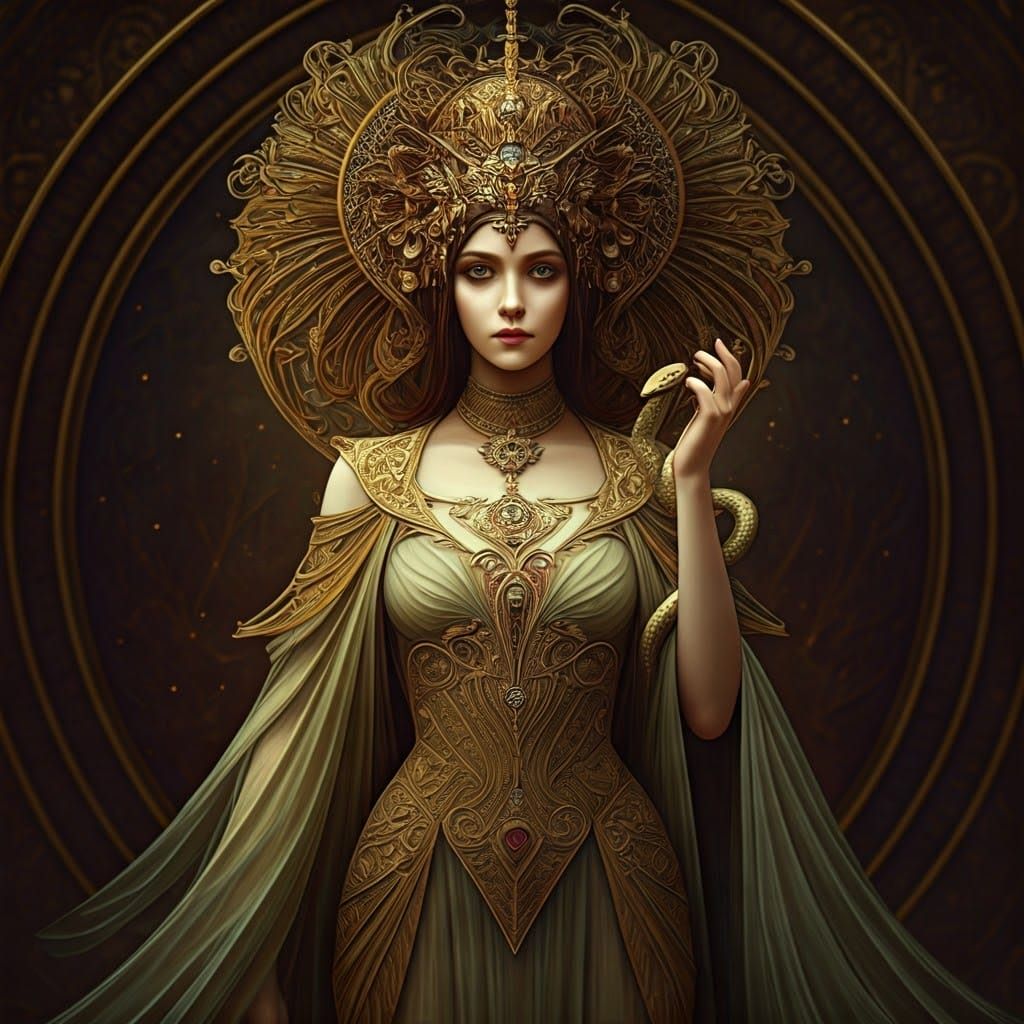 Ethereal Baroque Goddess with Serpent