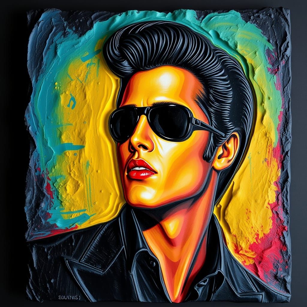 Vibrant MEN IN BLACK Portrait in ELVIS PRESLEY Cosmetics