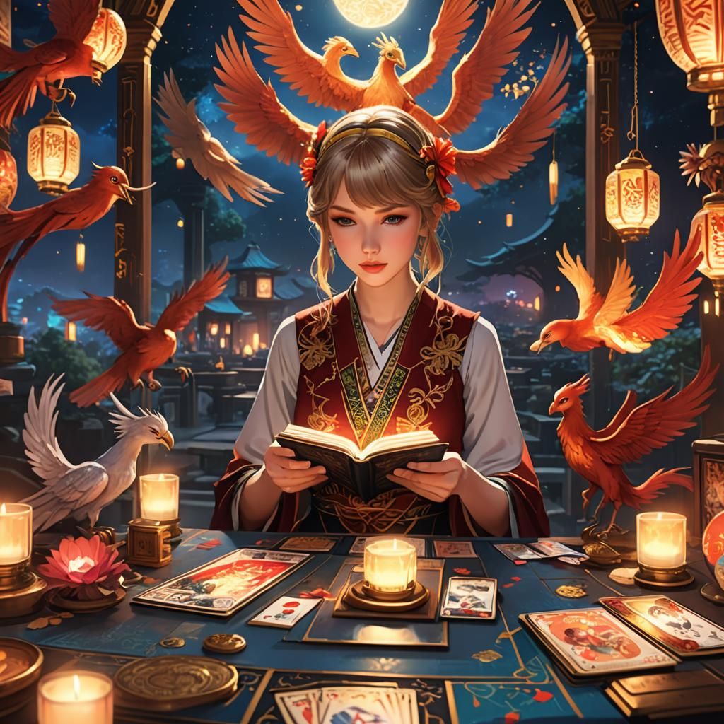 Taylor Swift Reads Tarot in Anime Style