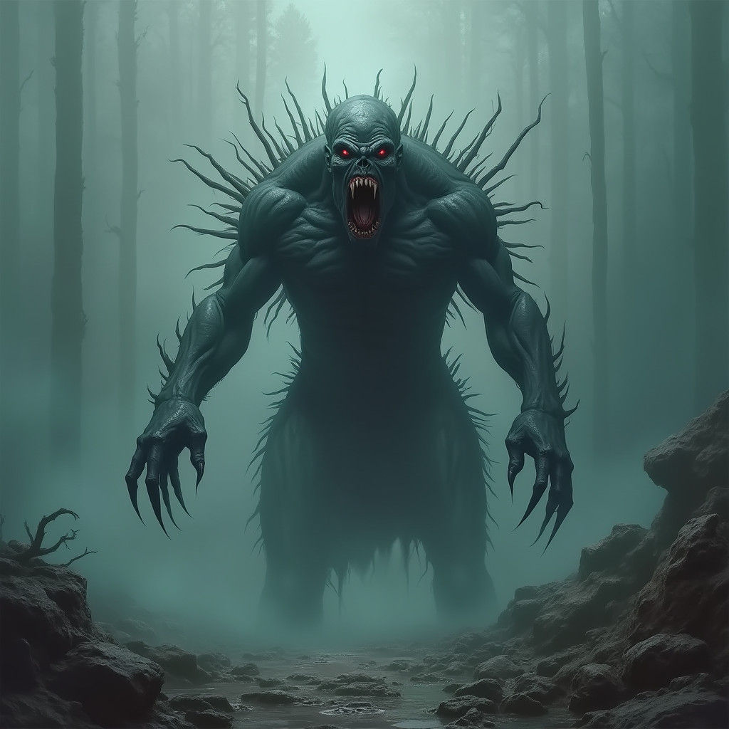 Terrifying Muscular Man in Dark Fantasy Style
