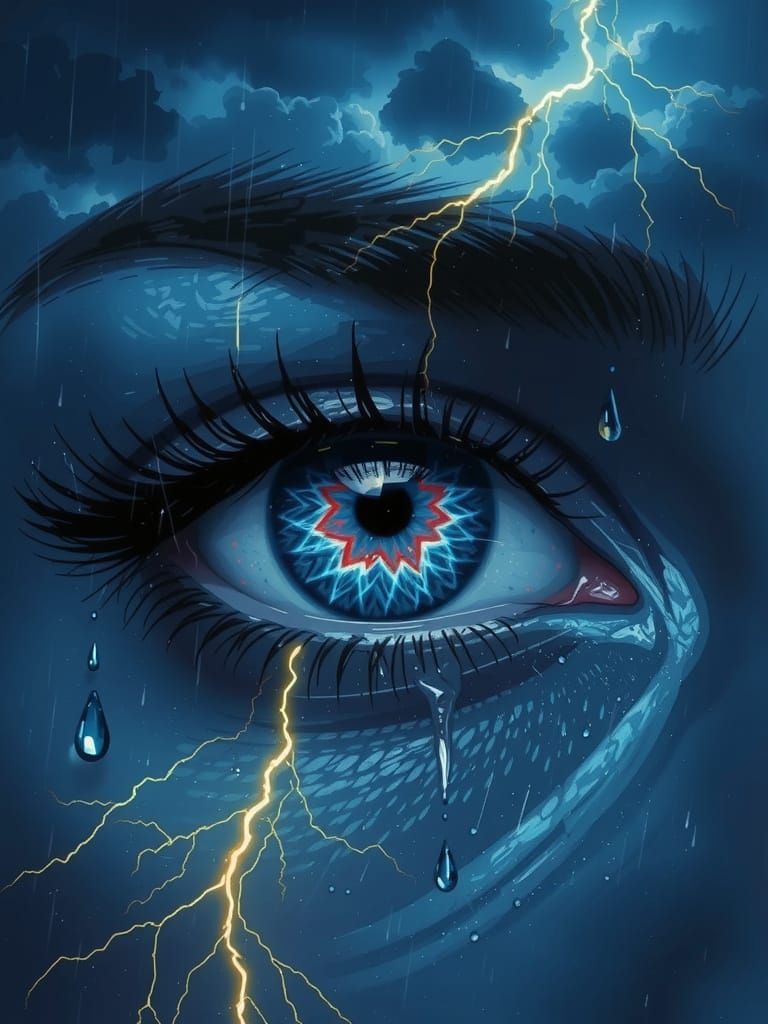 Dramatic Close-Up of a Stormy Eye in Digital Painting