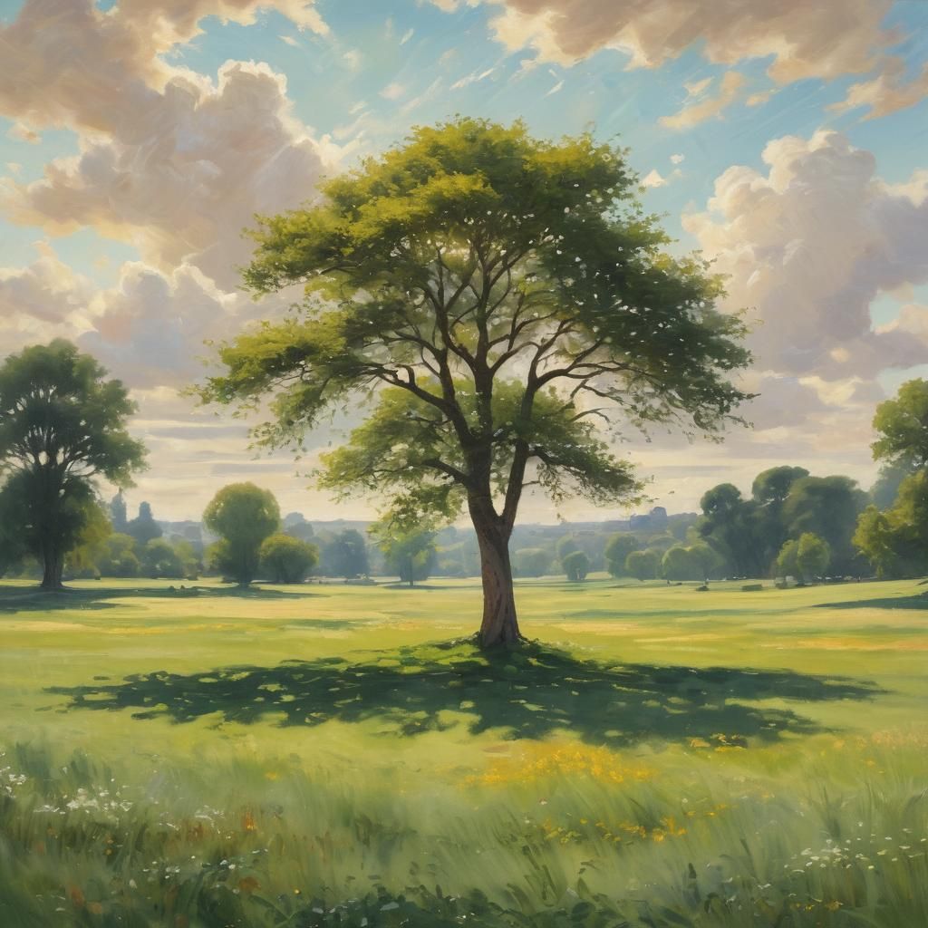 Picturesque Park Scene in Impressionistic Style