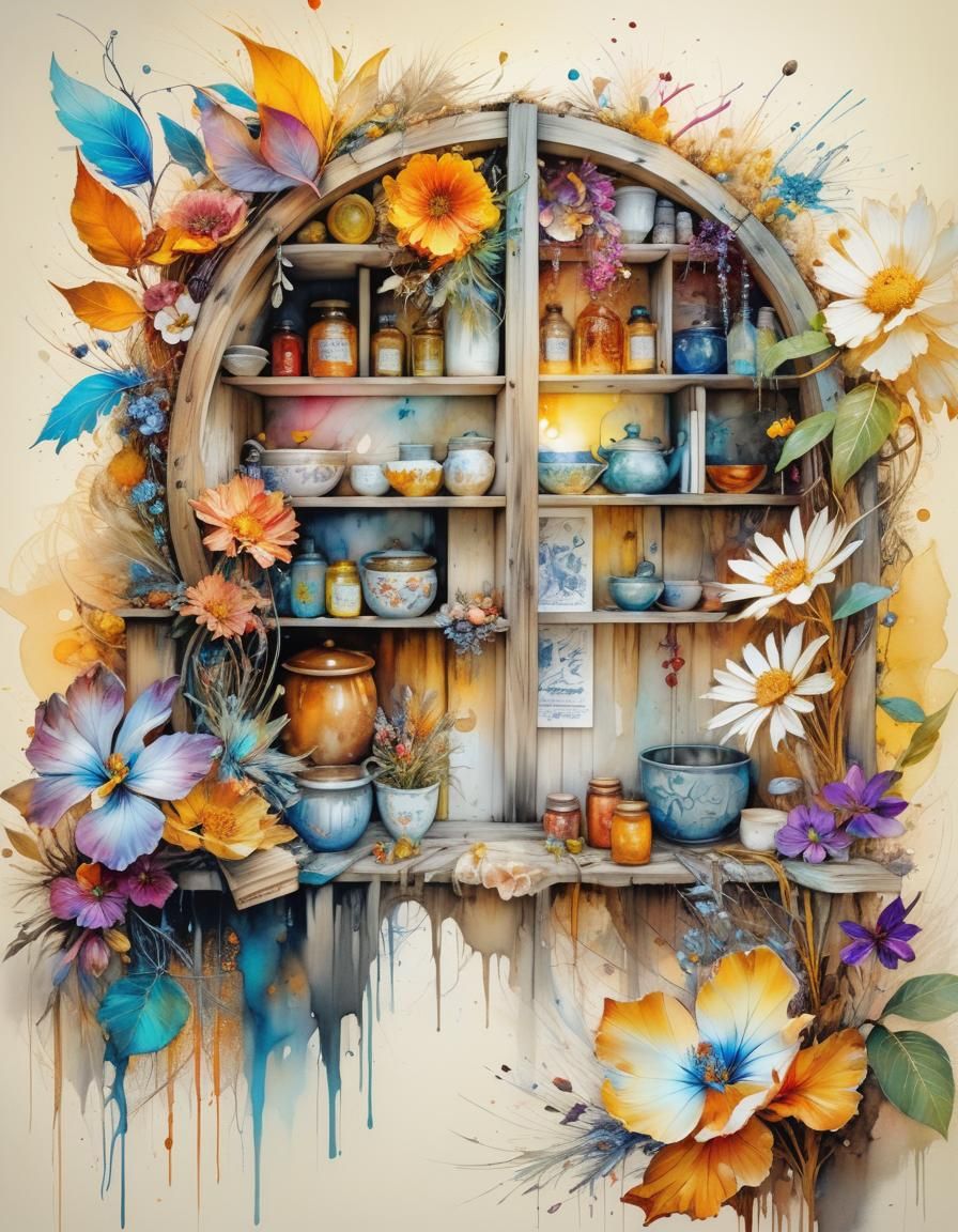 Floral Watercolor Illustration in Flowery Pastel Colors