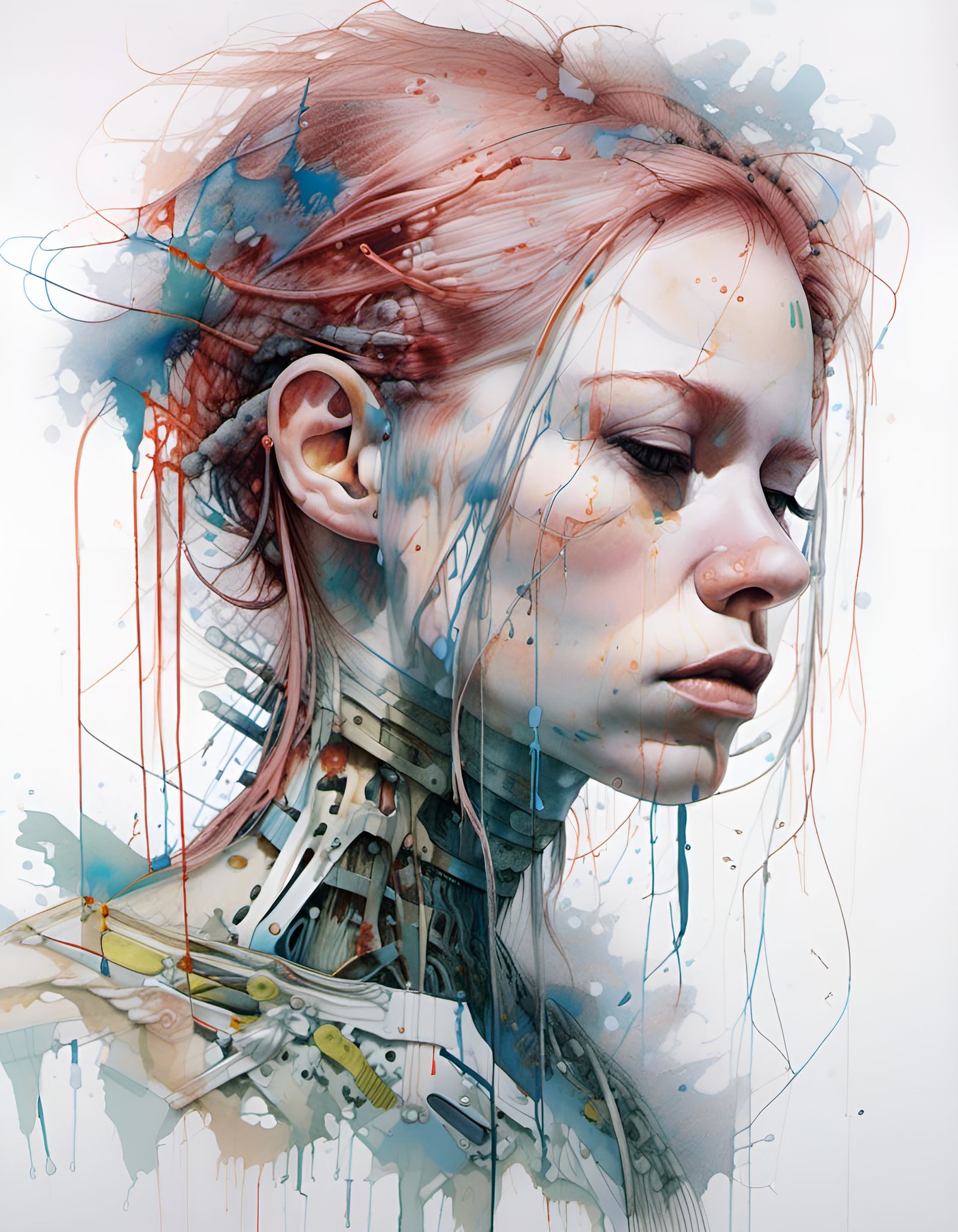 Neon Cyberpunk Android Cyborg Portrait