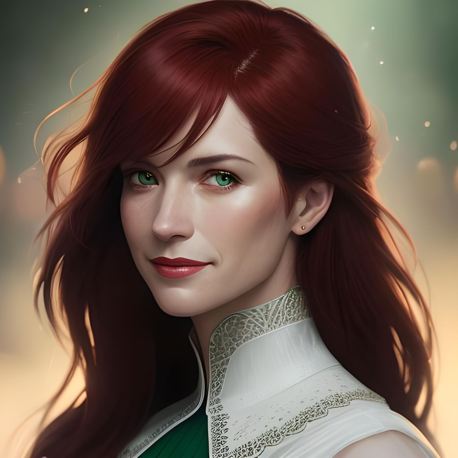 Elegant Woman with Mysterious Smile: Hyperdetailed Portrait