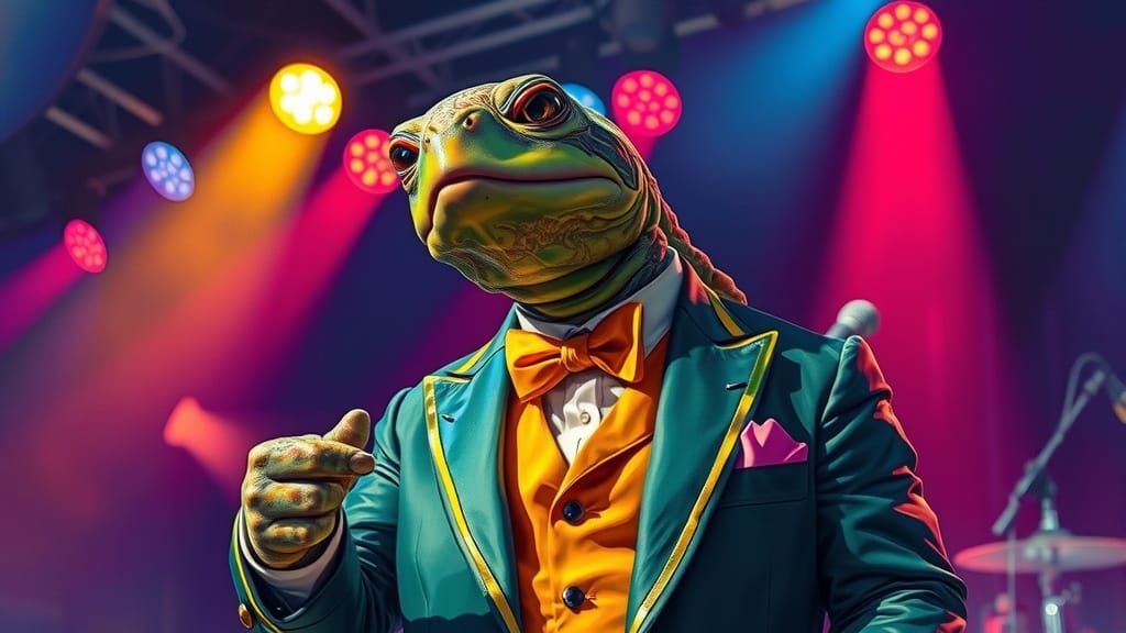 Singing Turtle in Viridian Jacket, Alcohol Ink Style