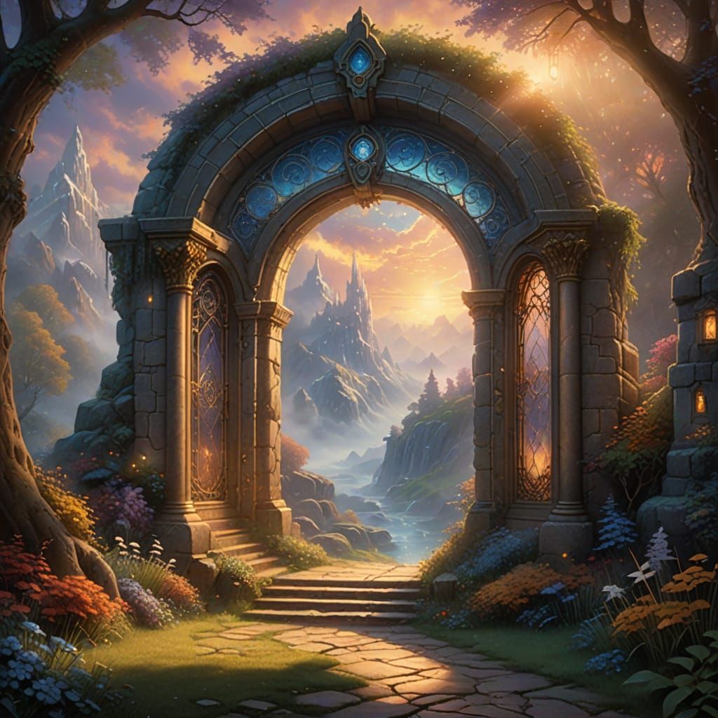 Ethereal Portal to Altair IV in Kinkade Style
