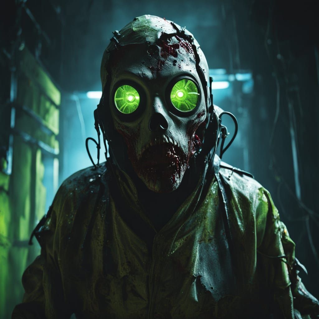 Grotesque Hazmat Zombie in Abandoned Laboratory