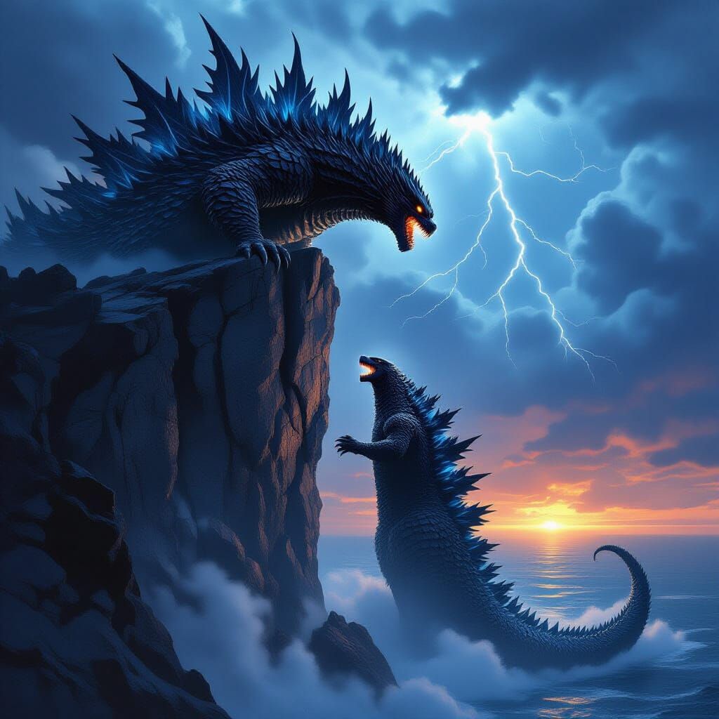 Godzilla Falls Off Cliff After Dragon Battle