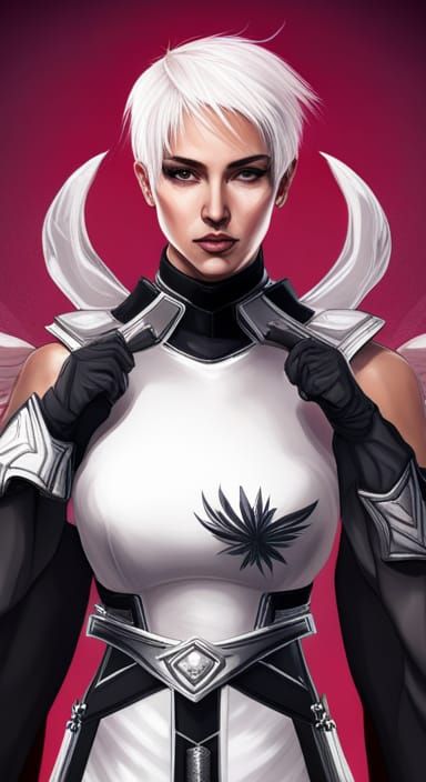 Woman in Combat Armor with Halo, Digital Art