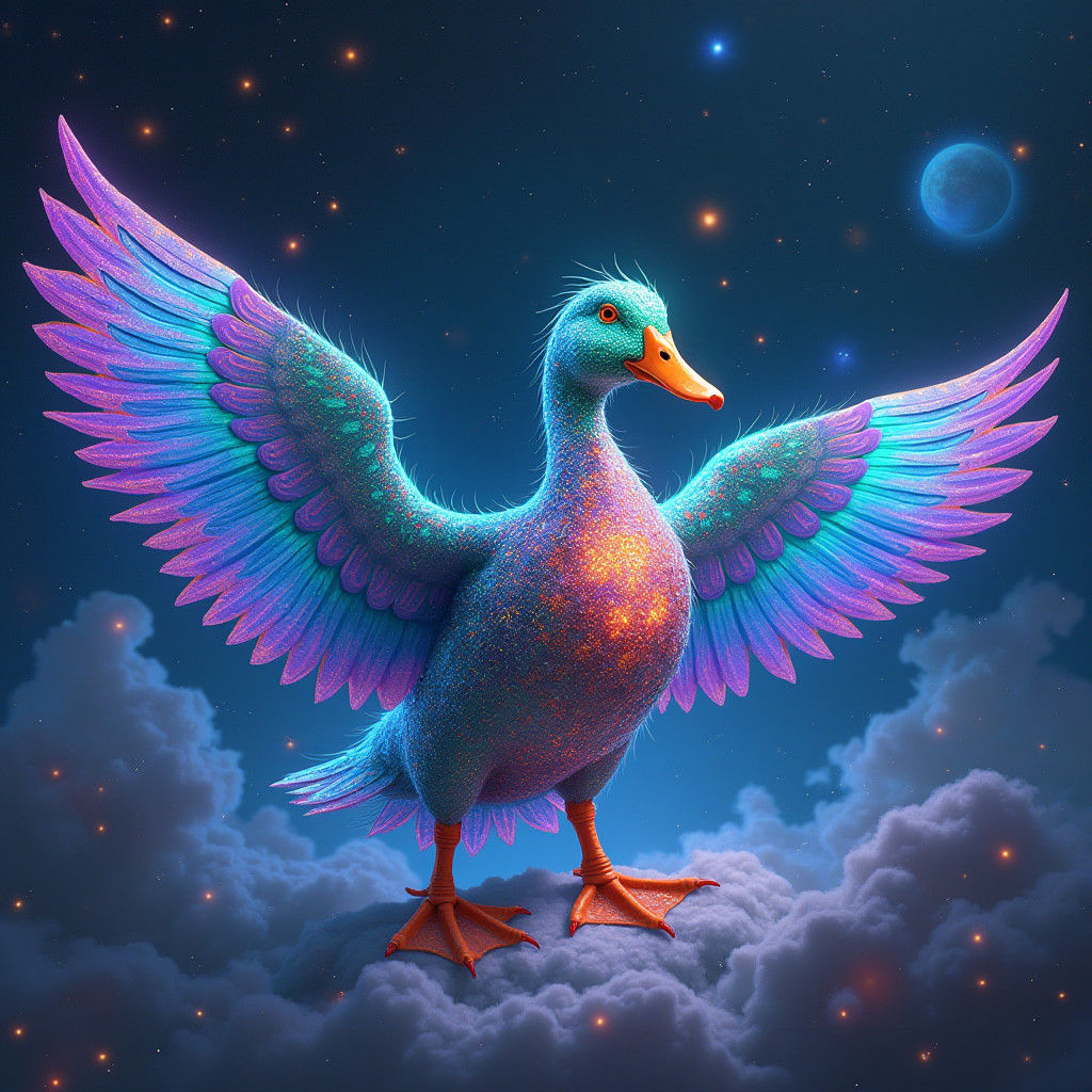 Duck Warrior in Astral Vortex: a Visionary Digital Painting