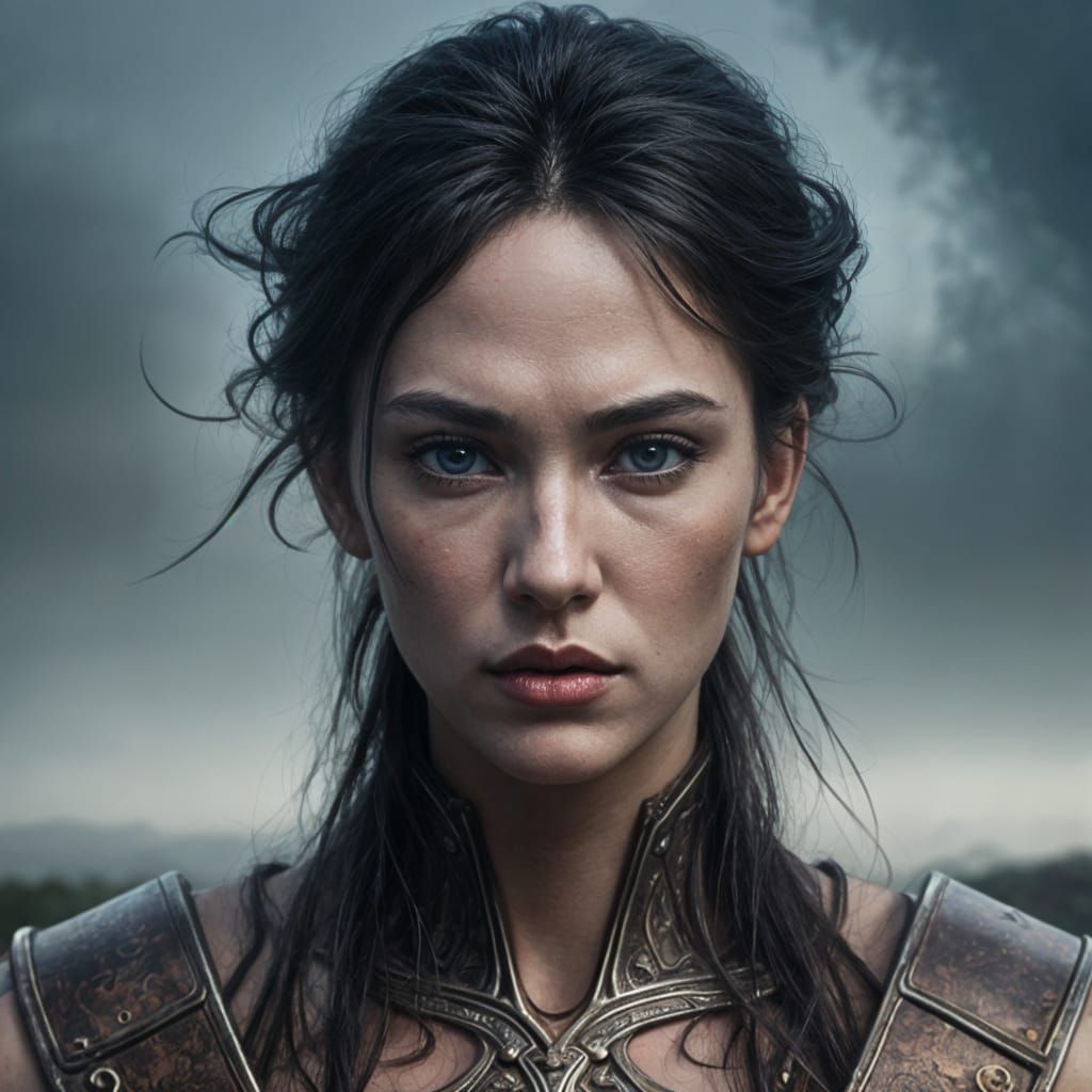 Epic Sword Maiden Portrait in Cinematic Style