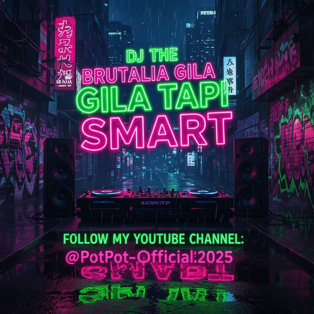 Cyberpunk DJ Signage in Neon Pink and Green