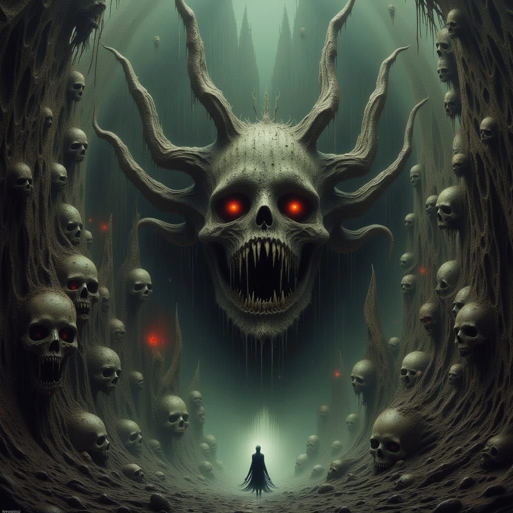 Ethereal Surrealist Landscape: Psychic Abyss in Impasto Styl...